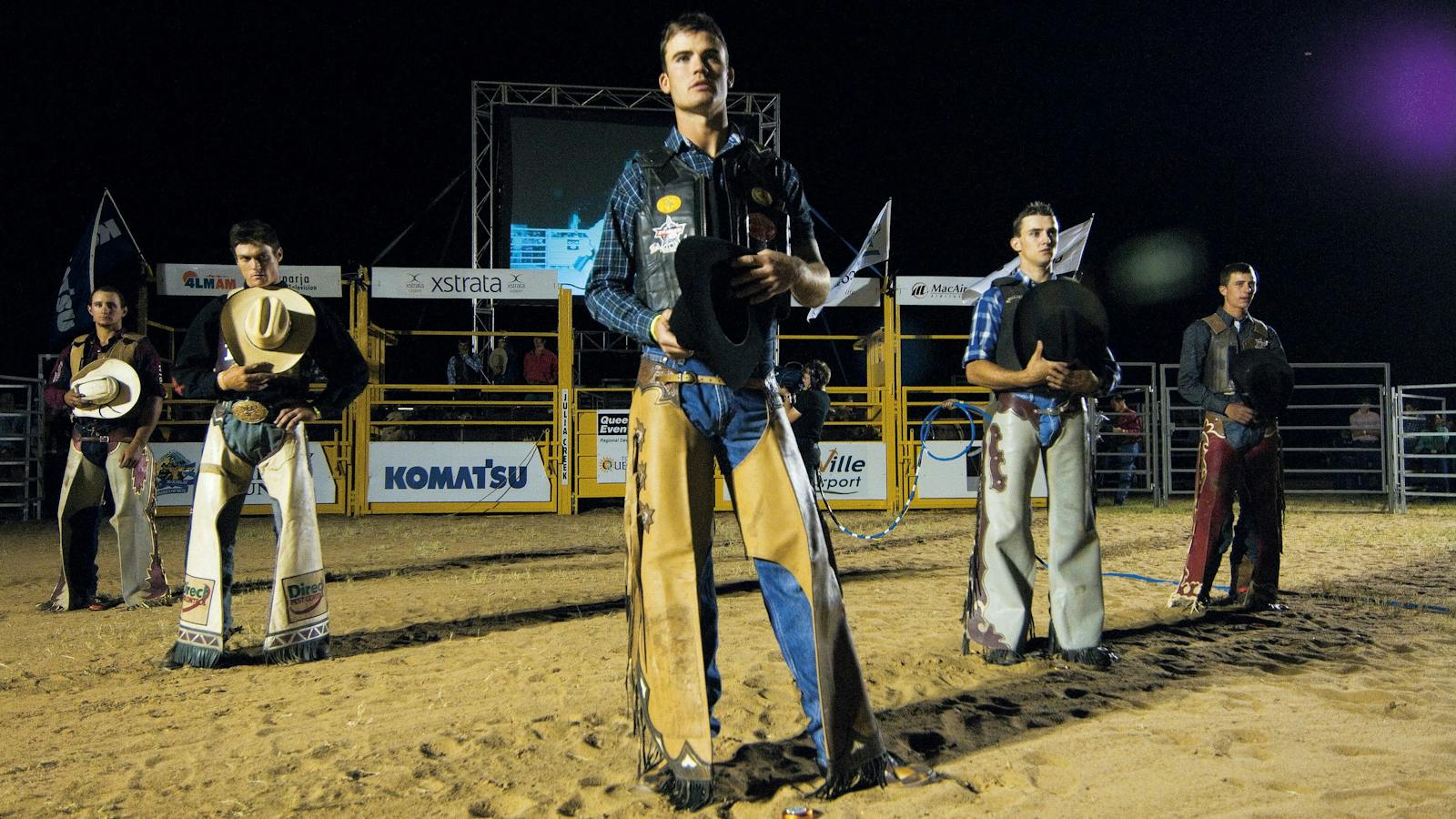 Bullriders at the opening ceremony of the Julia Creek Dirt & Dust
