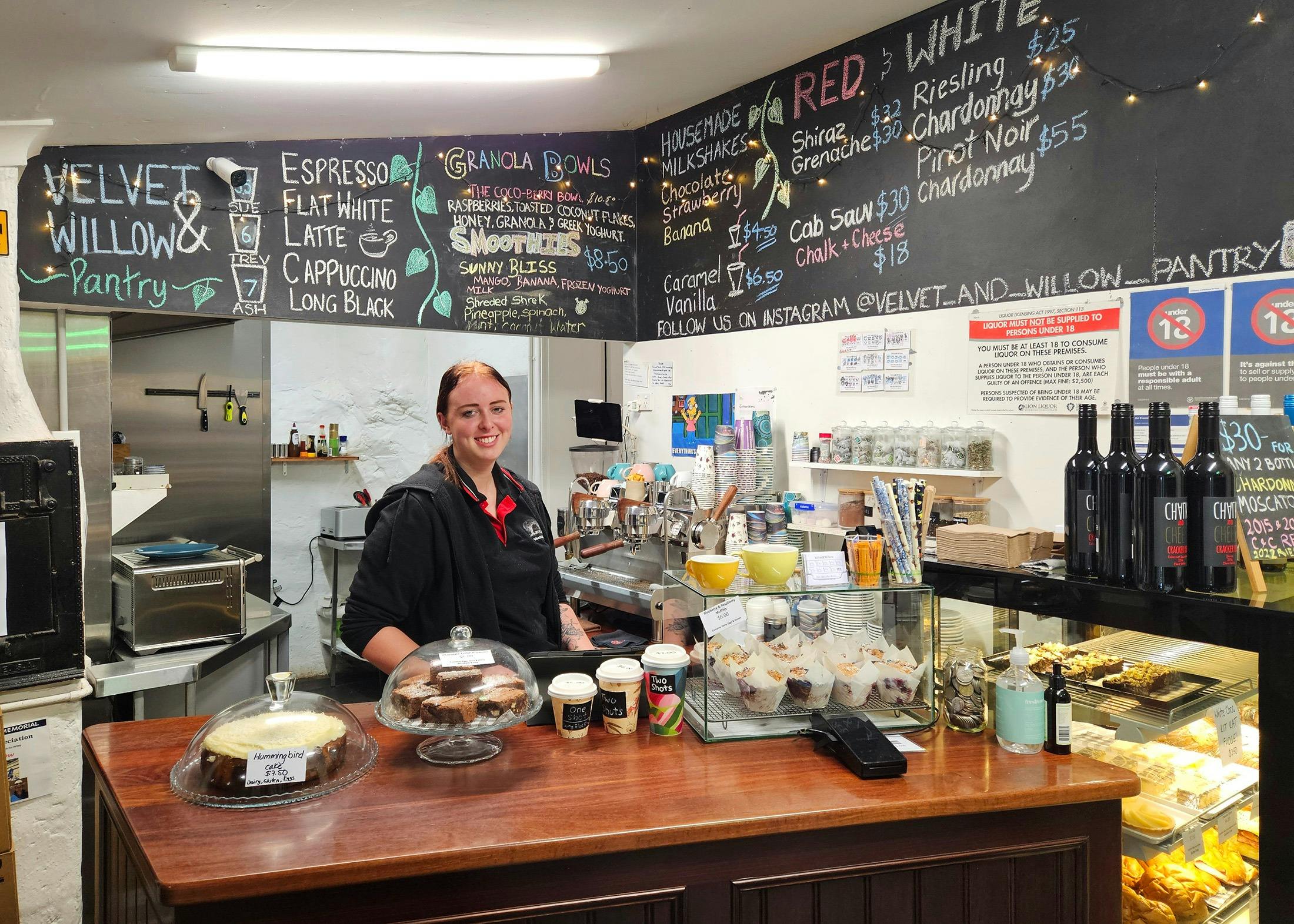 Many of the food options are made in house - Cakes, brownies, Muffins -