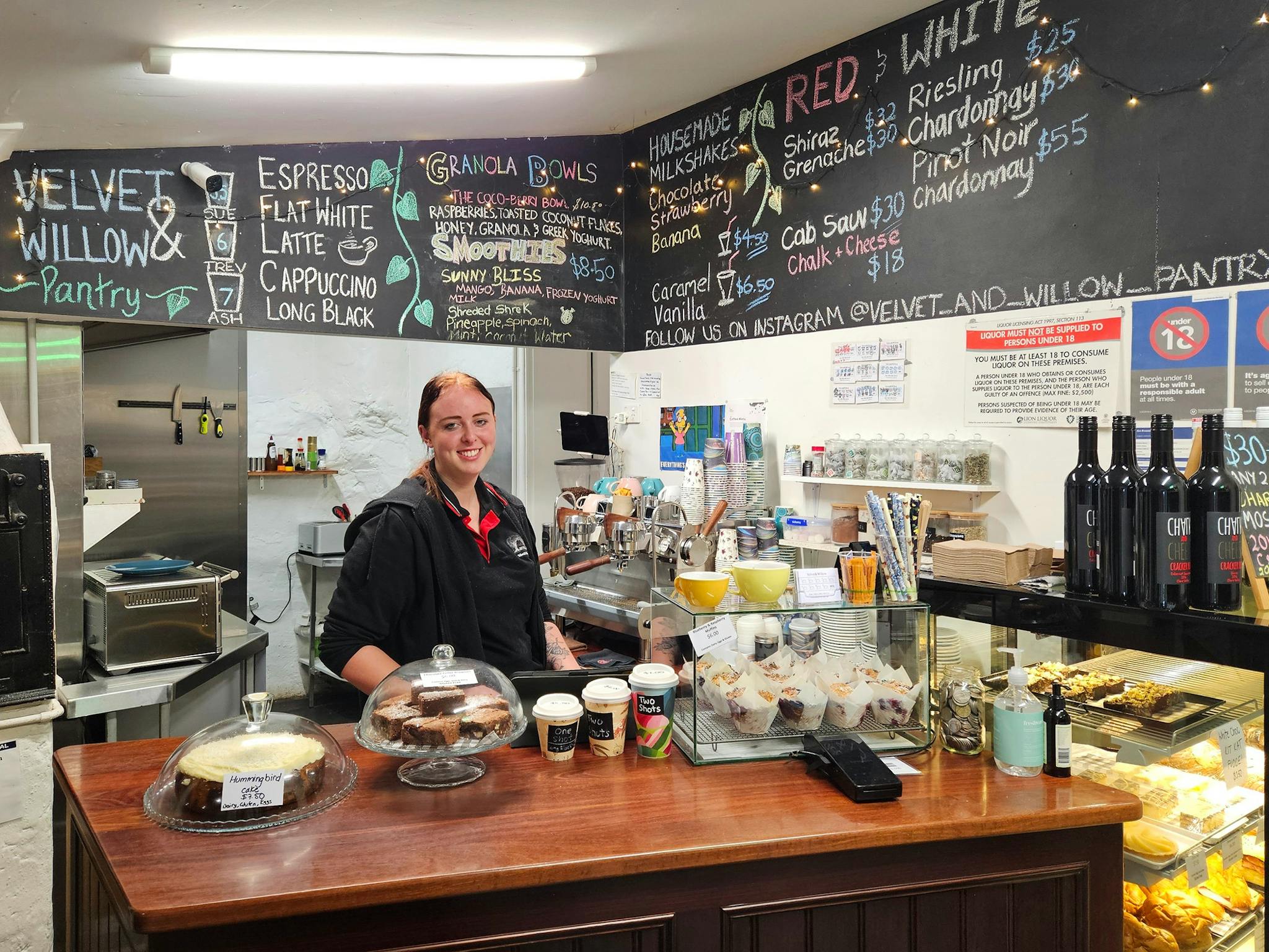 Many of the food options are made in house - Cakes, brownies, Muffins -