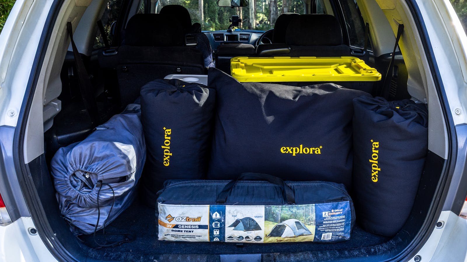 This is how the camping gear looks inside a Kluger's boot