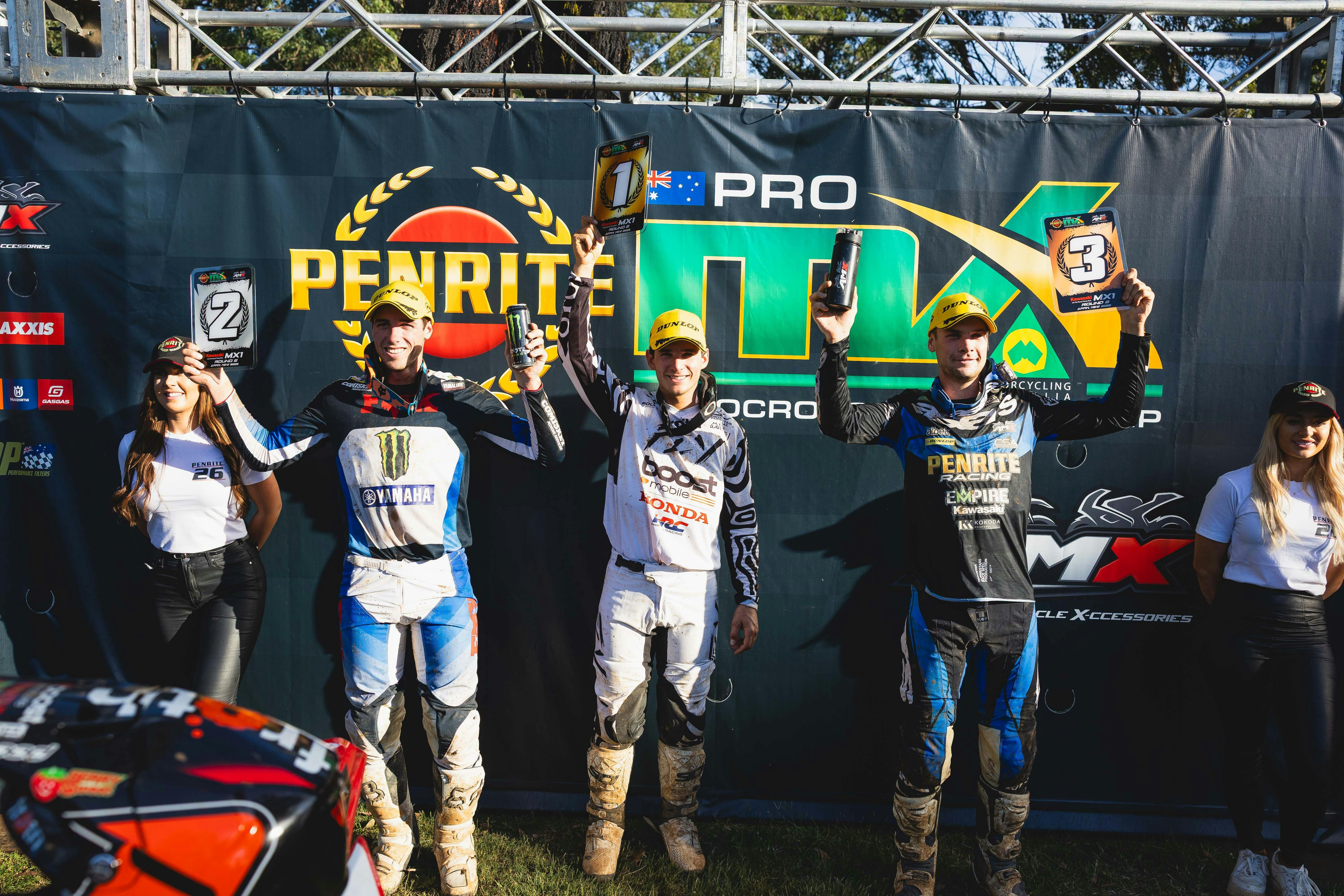 Riders celebrate the MX1 Podium