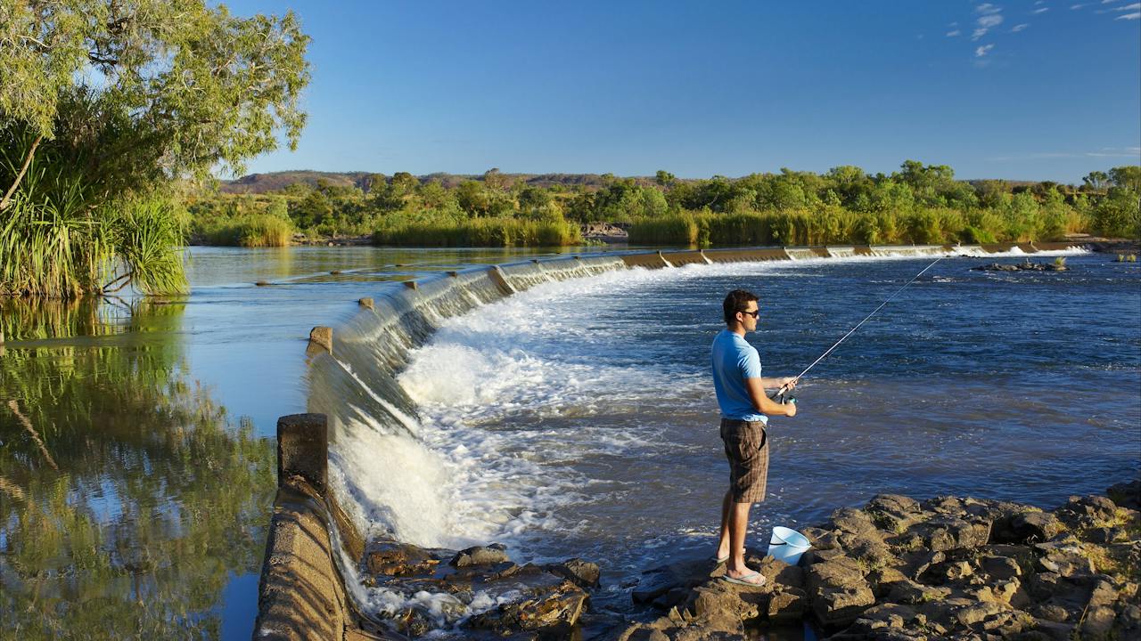 Fishing in the Ord River at Ivanhoe Crossing