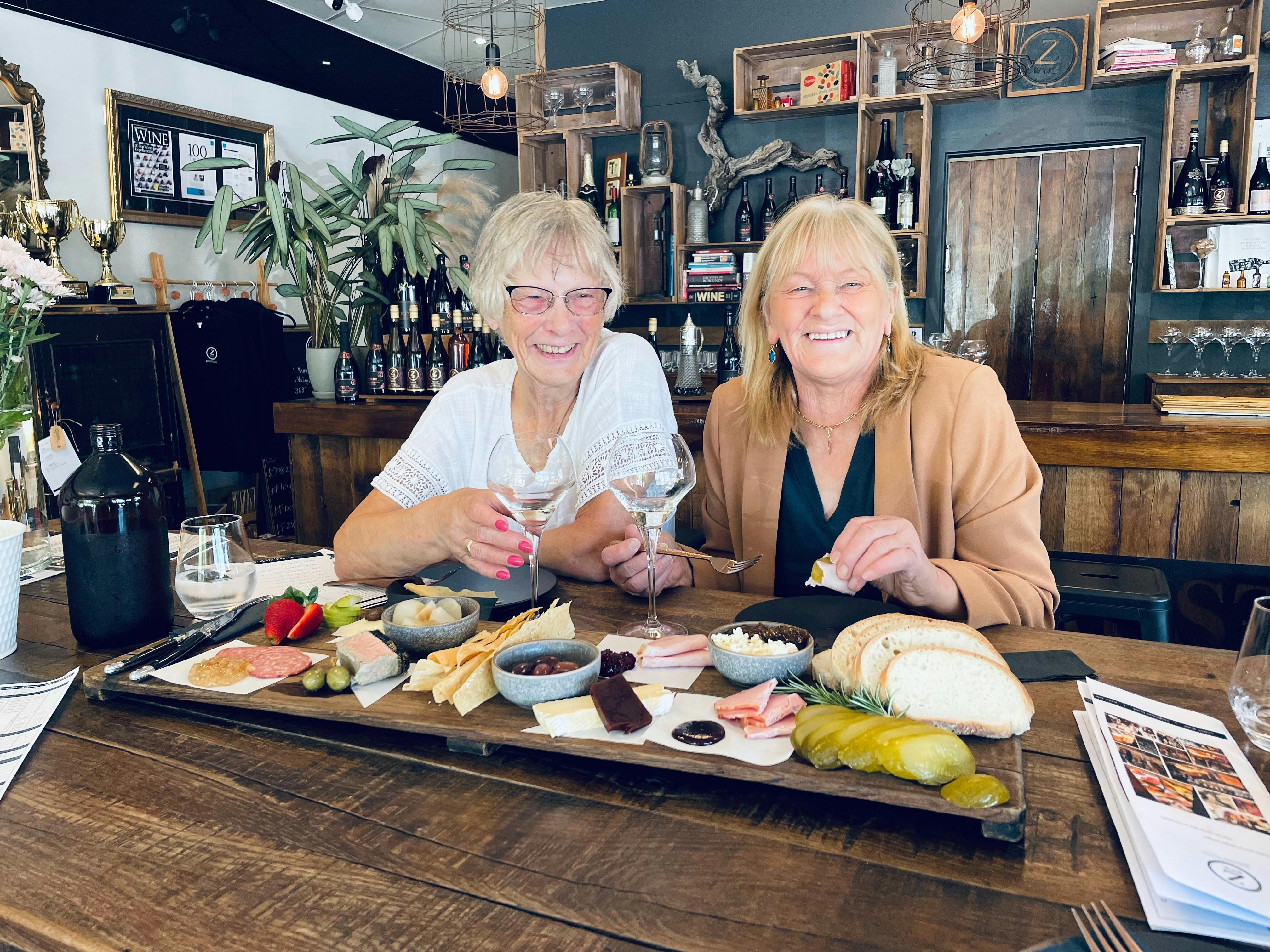 Group wine tasting and platter