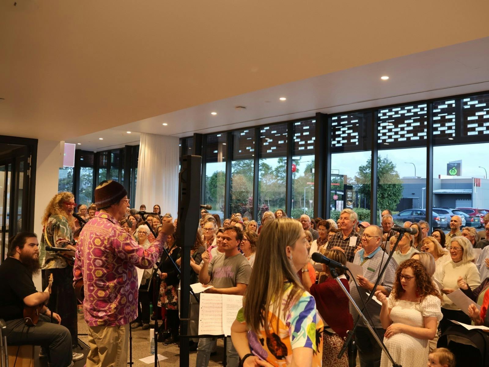 Choir members performing
