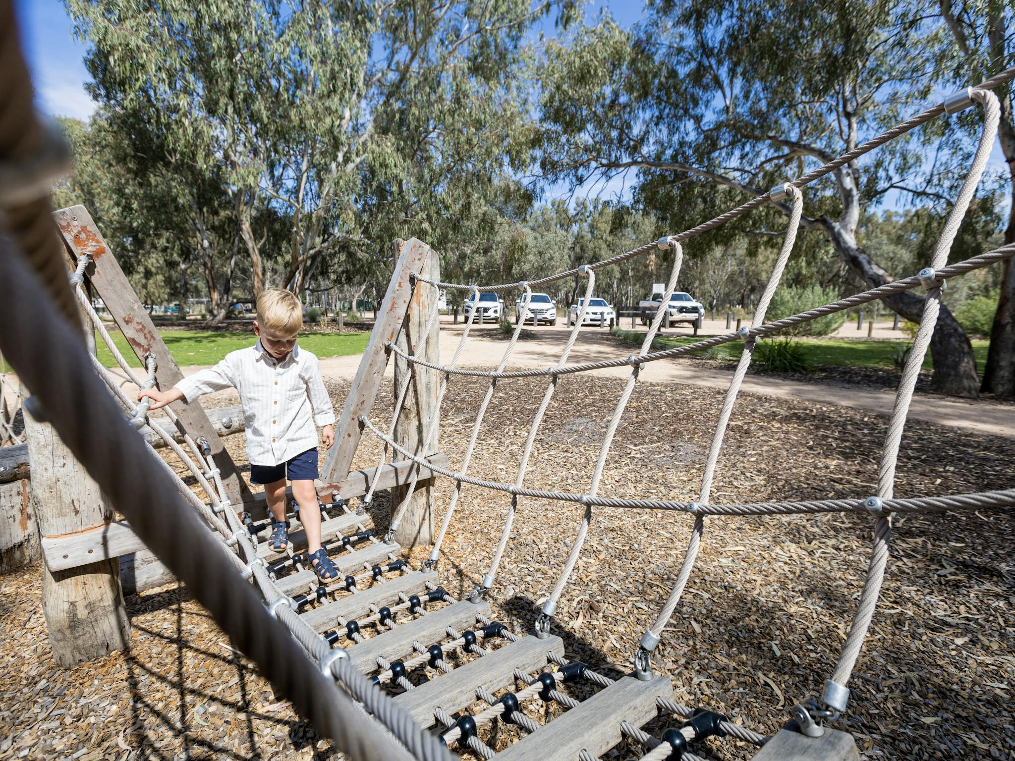 Boy playing at park