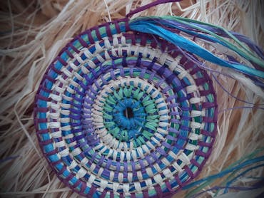 Coil weaving for large artwork piece- colours inspired by the ocean