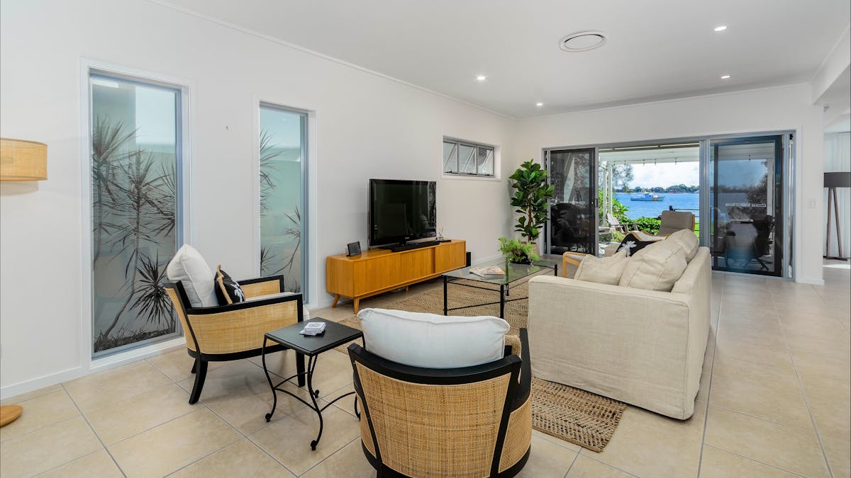 Lounge area with water views
