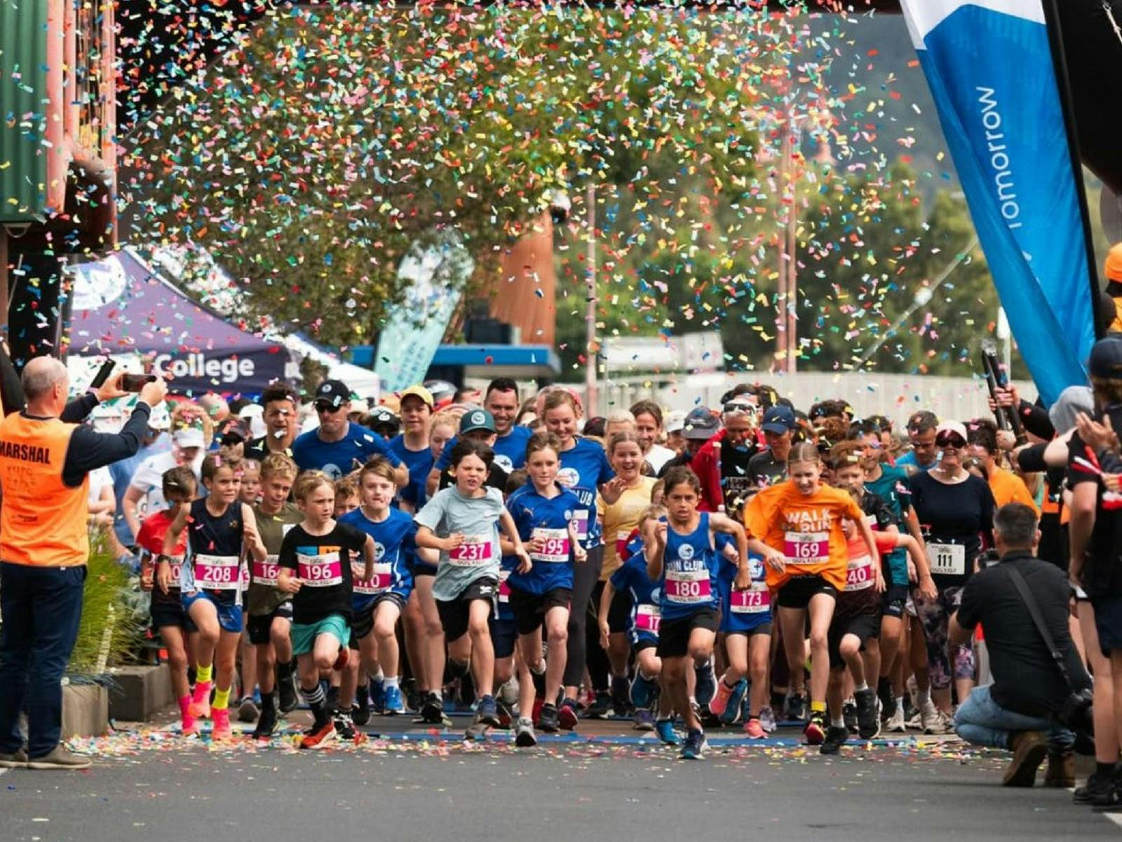Competitors at the start of the run