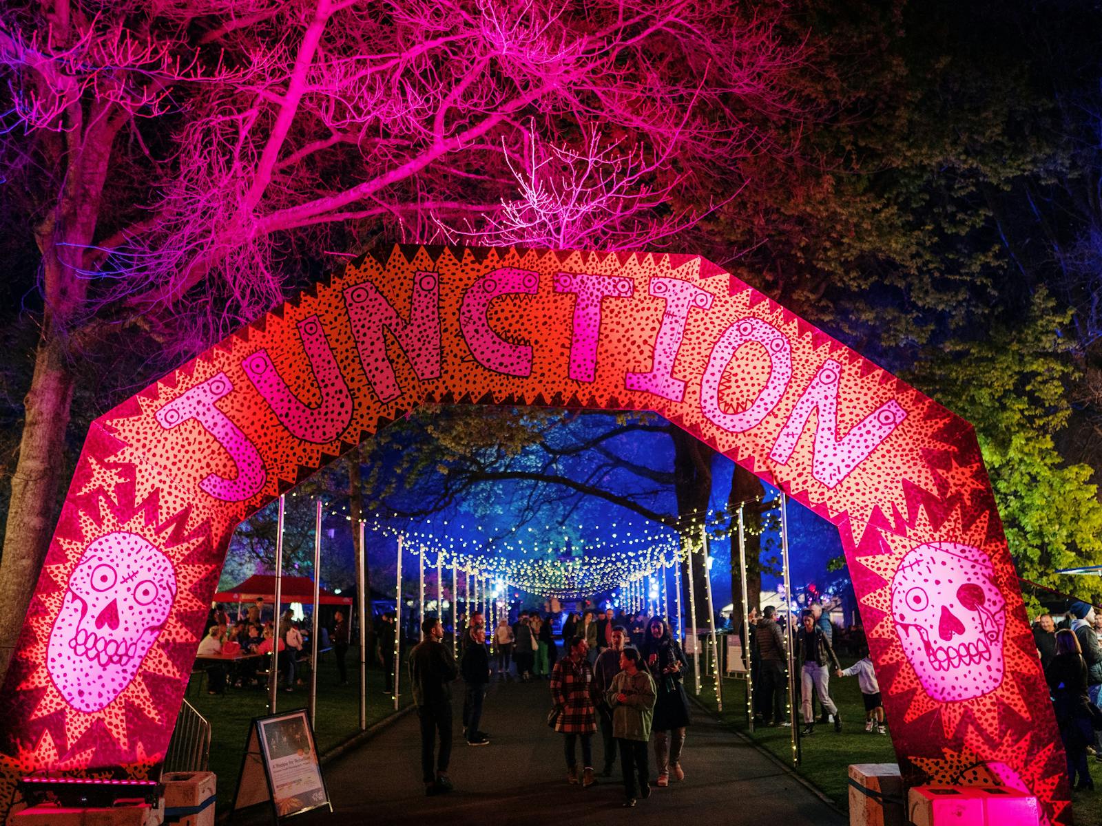 Lit archway that has "Junction" written on it