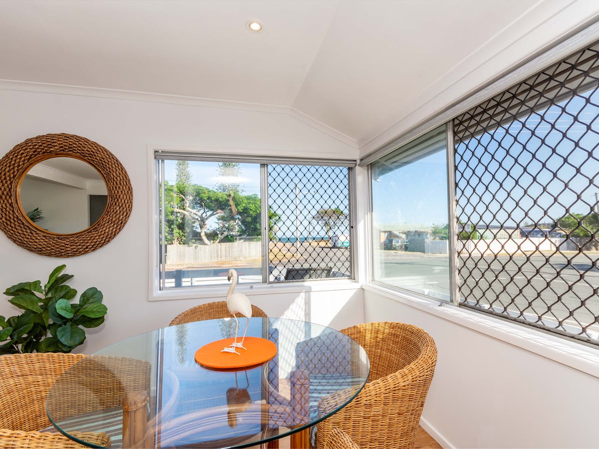 Dining area with water views