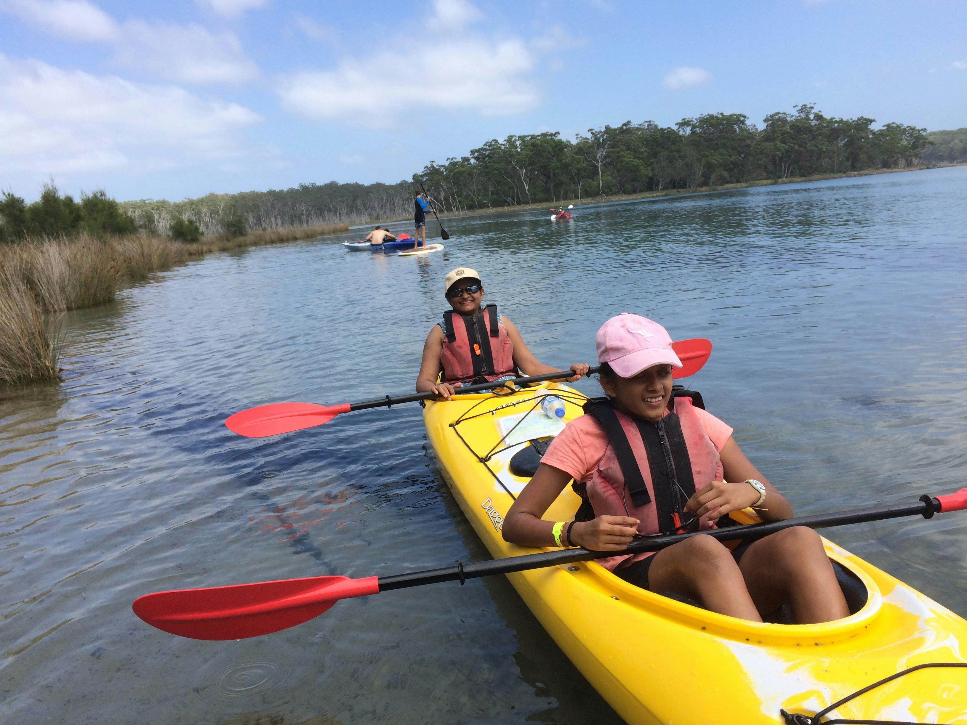 Family fun safe double kayak seakayak hire rental Durras Murramurang
