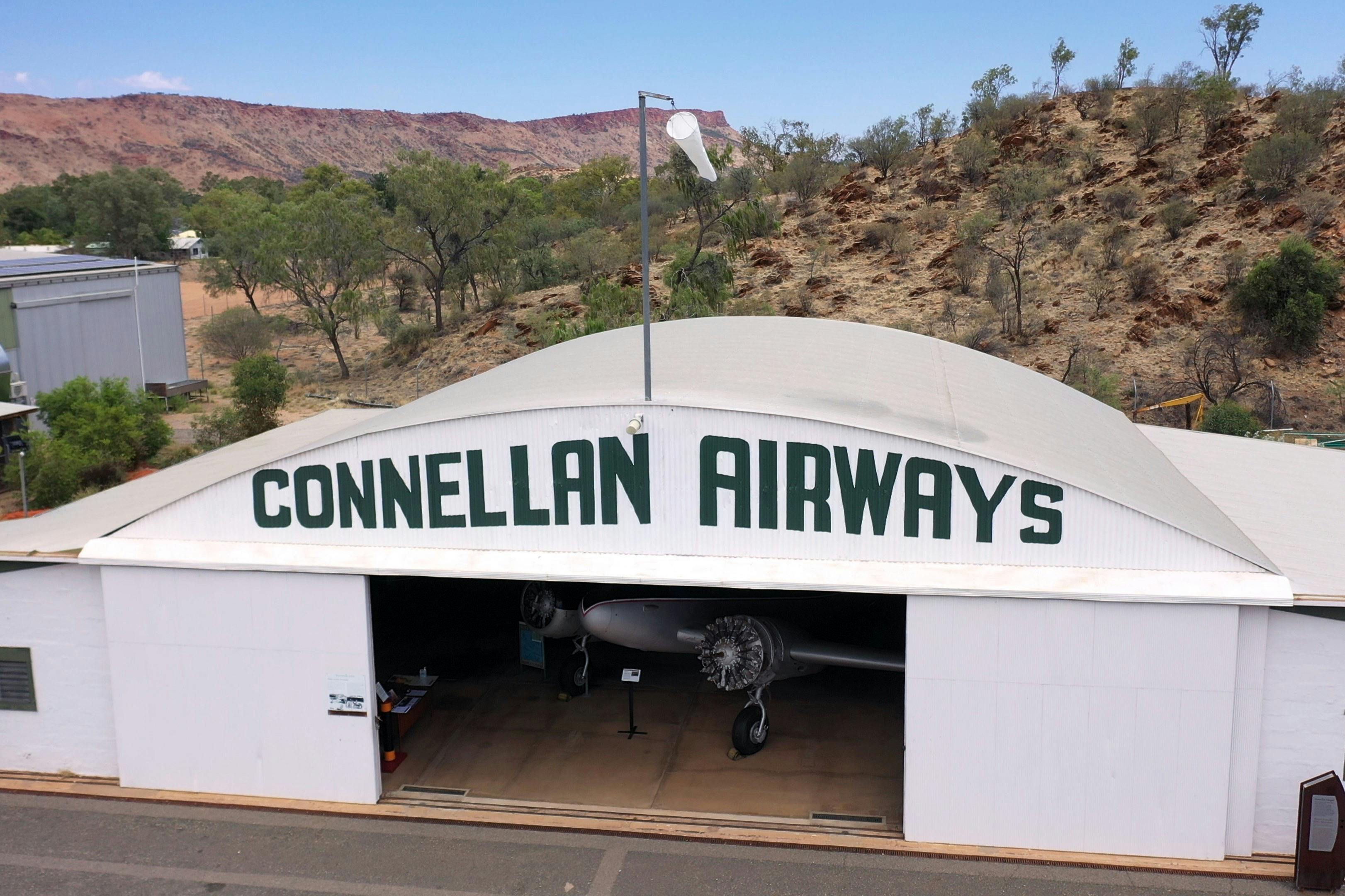 the Heritage listed, Connellan Hangar, sits on the site of the town's first aerodrome.