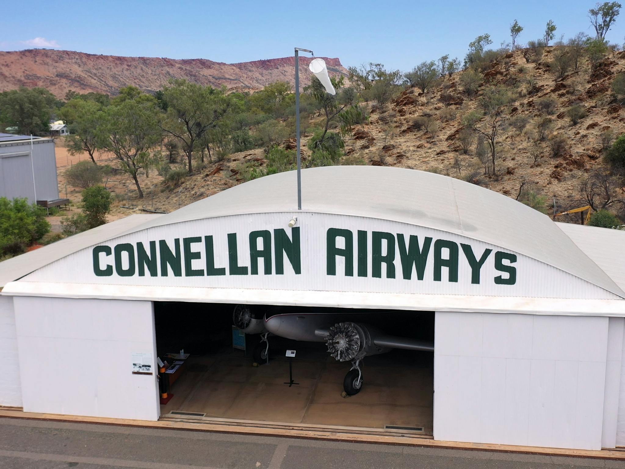 the Heritage listed, Connellan Hangar, sits on the site of the town's first aerodrome.