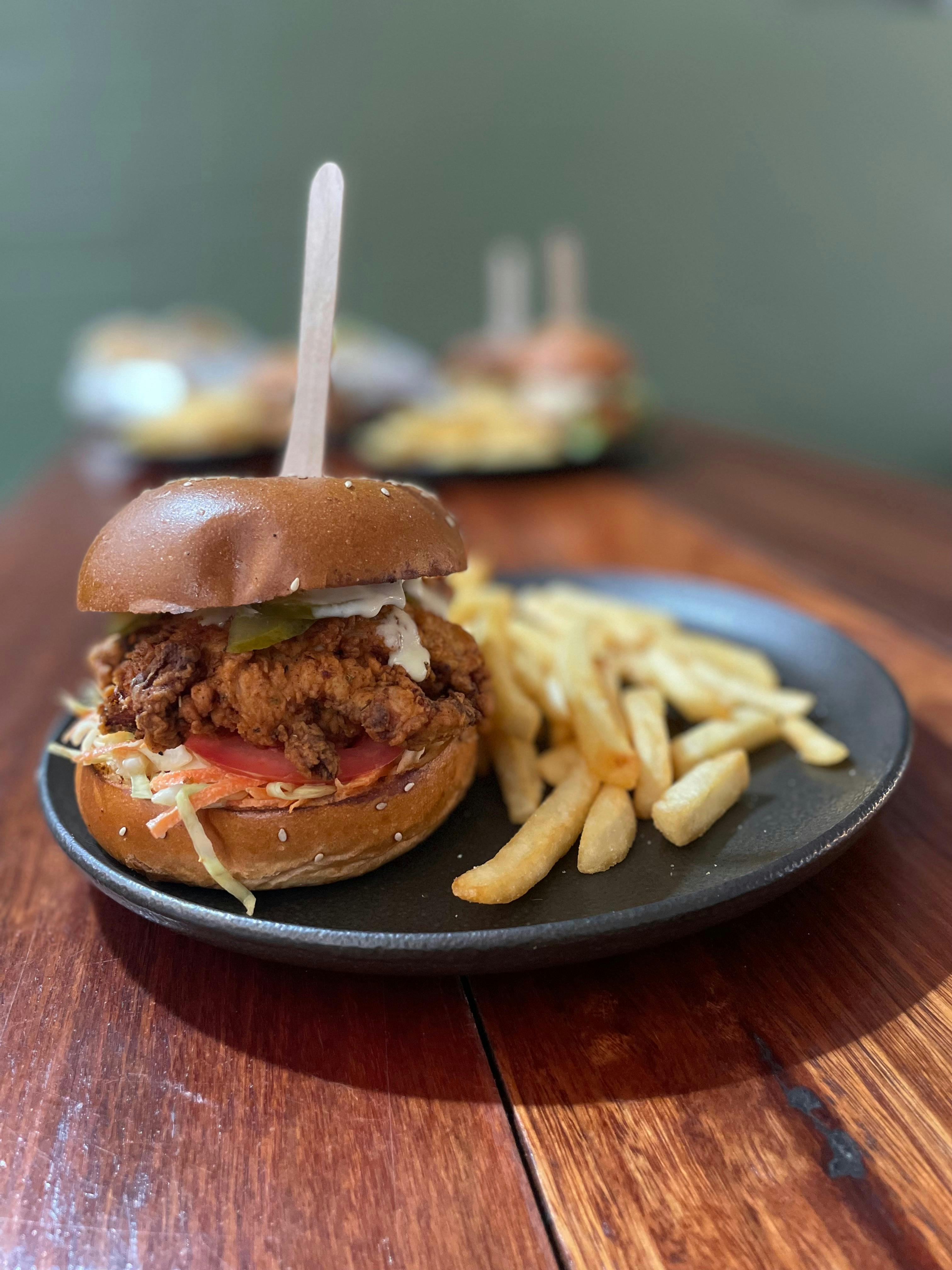 Fried butter milk chicken burger