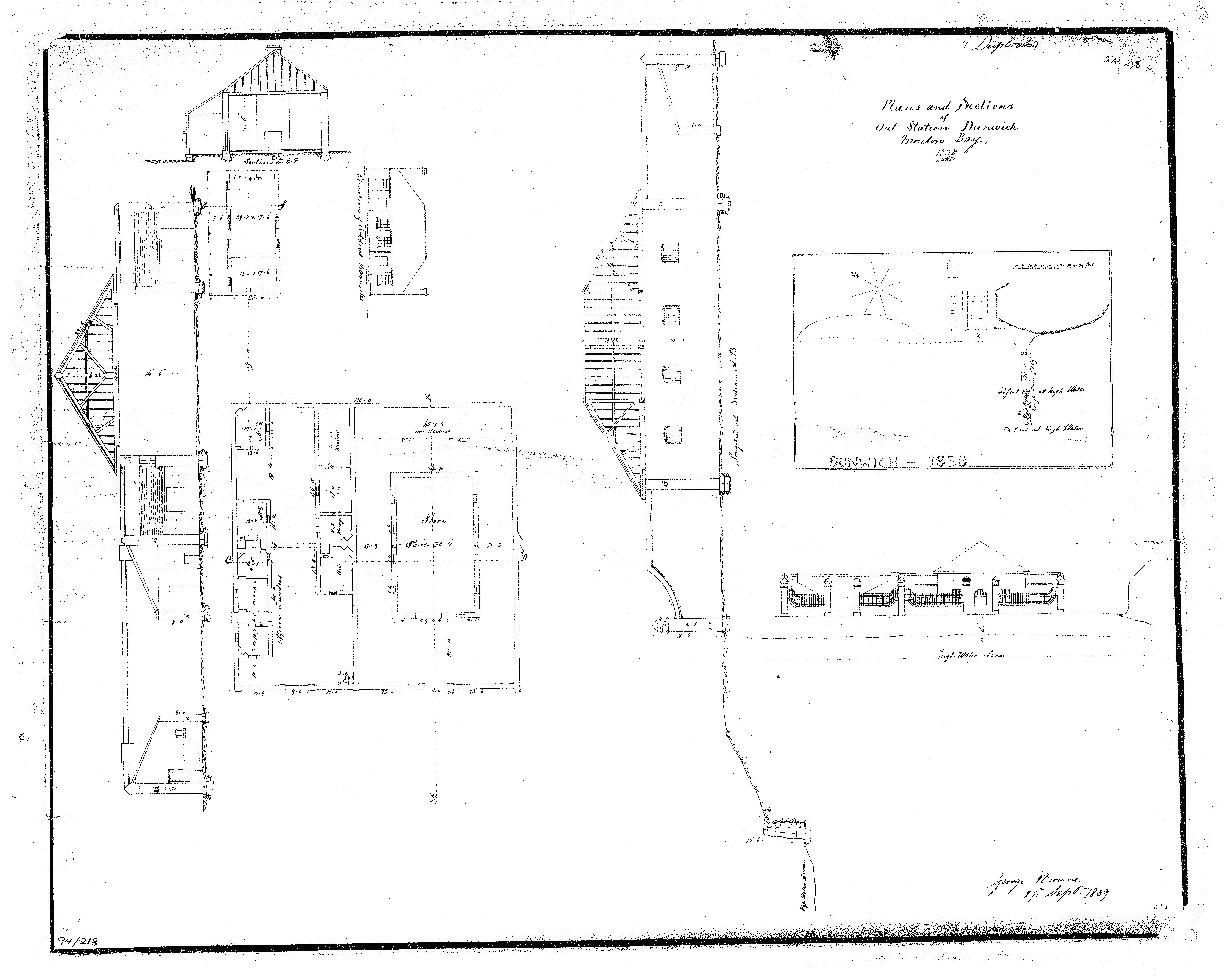 Dunwich: plan of jetty, store and barracks.