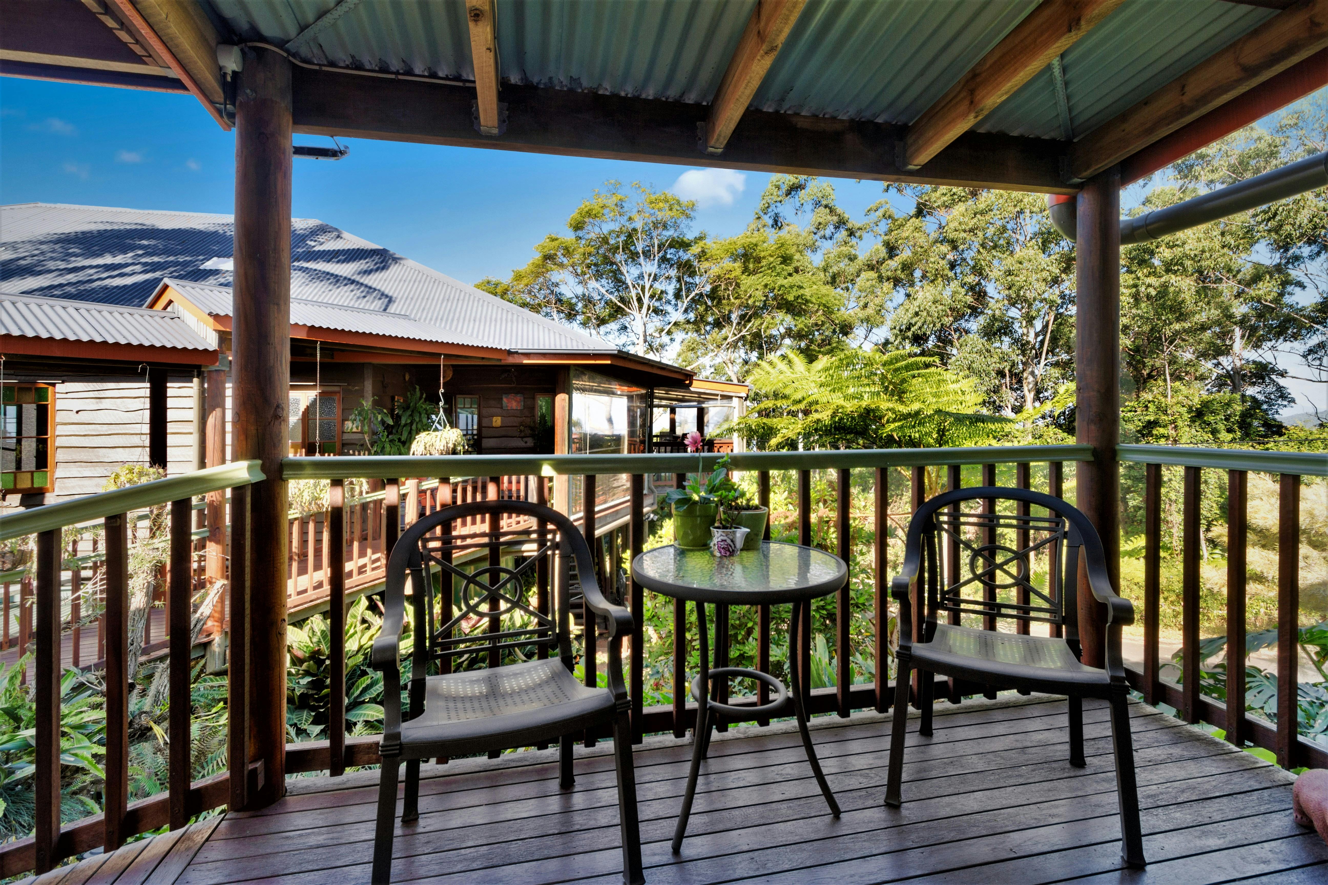 Guest deck overlooking garden