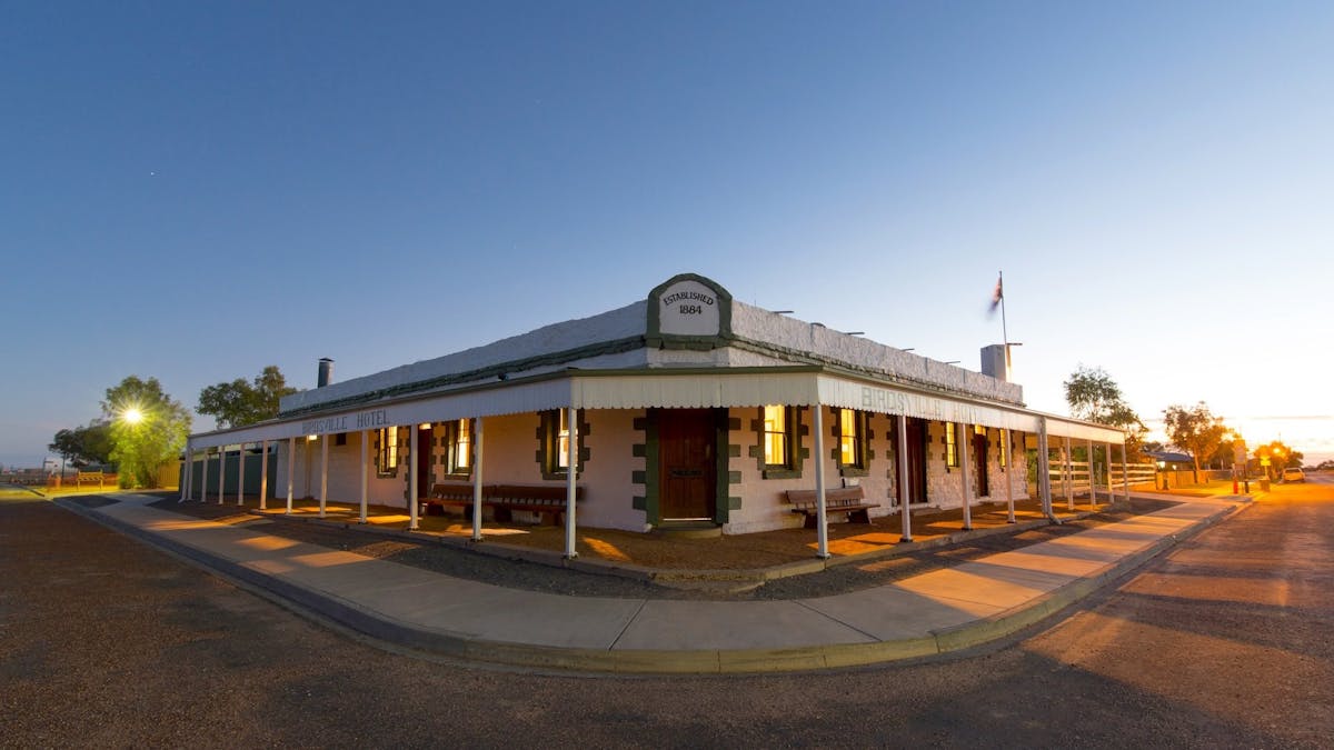 Birdsville Hotel at sunrise