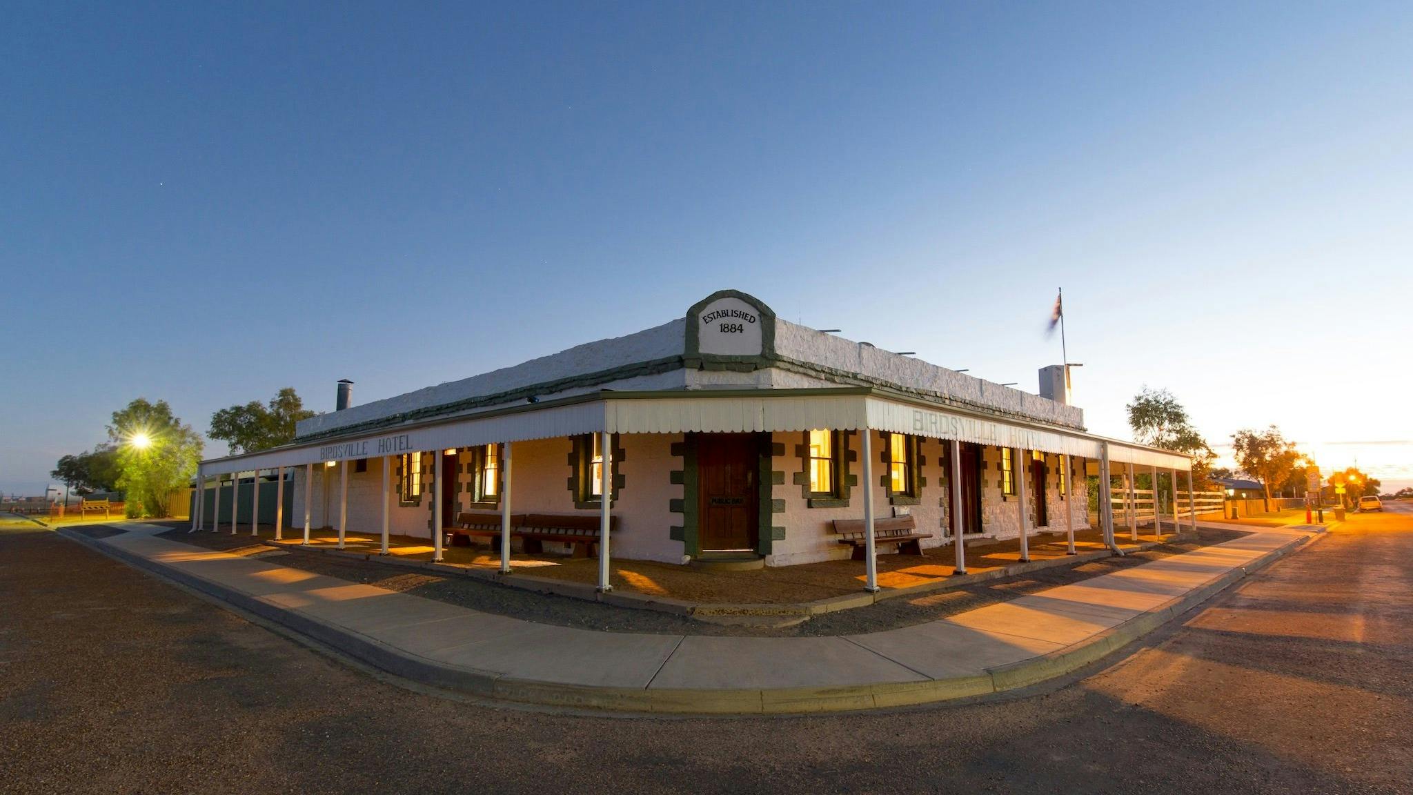 Birdsville Hotel at sunrise Birdsville Hotel at sunrise