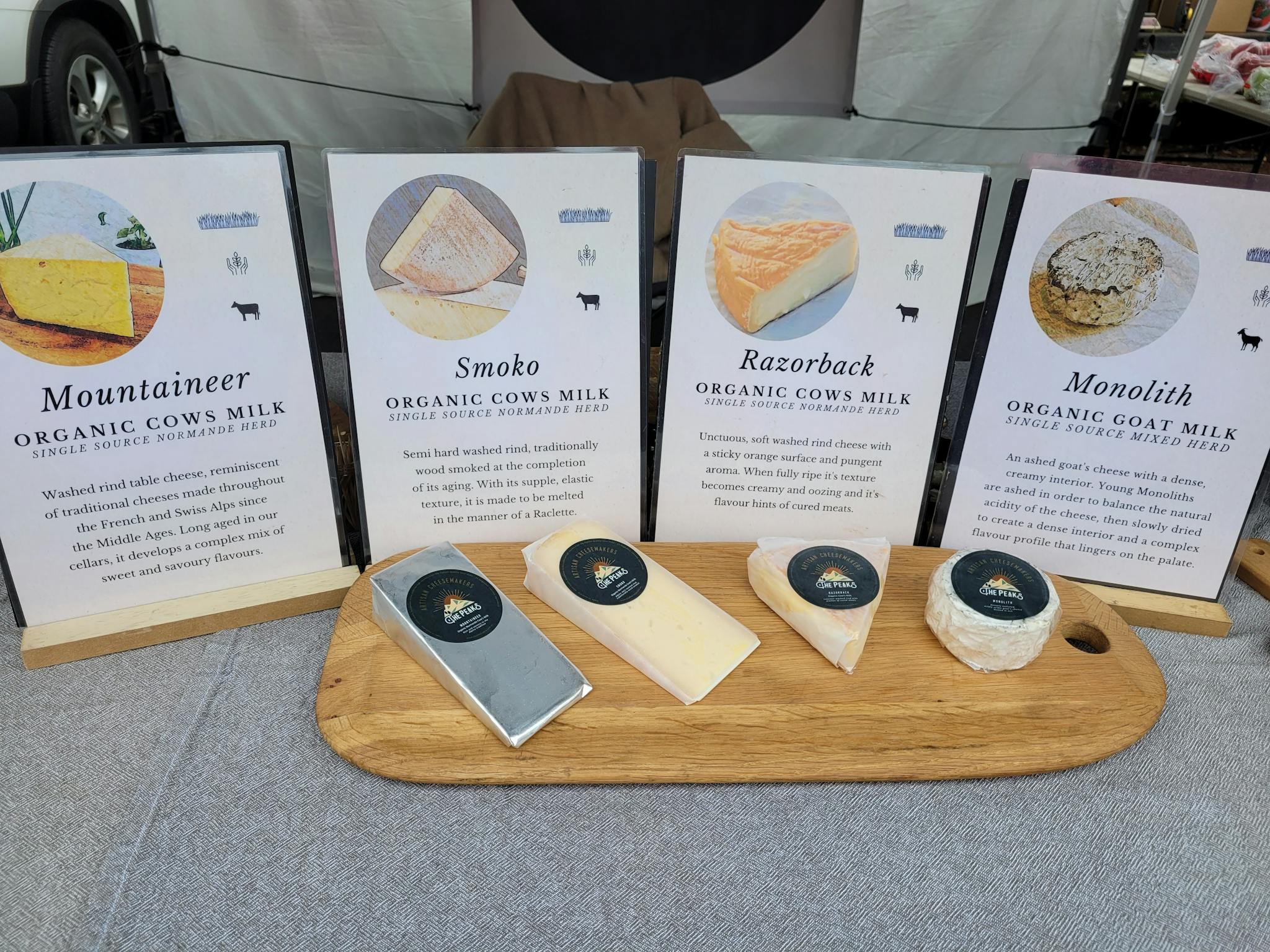 Cheese on a display board for tasting