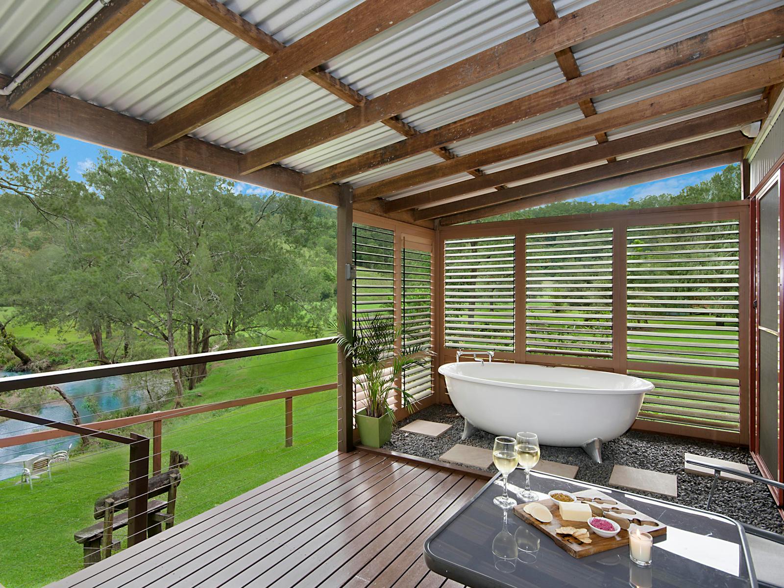 View of creek from cabin deck