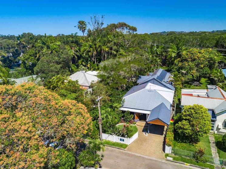 Solstice - Byron Bay - Aerial towards Front of House and Hinterland Behind