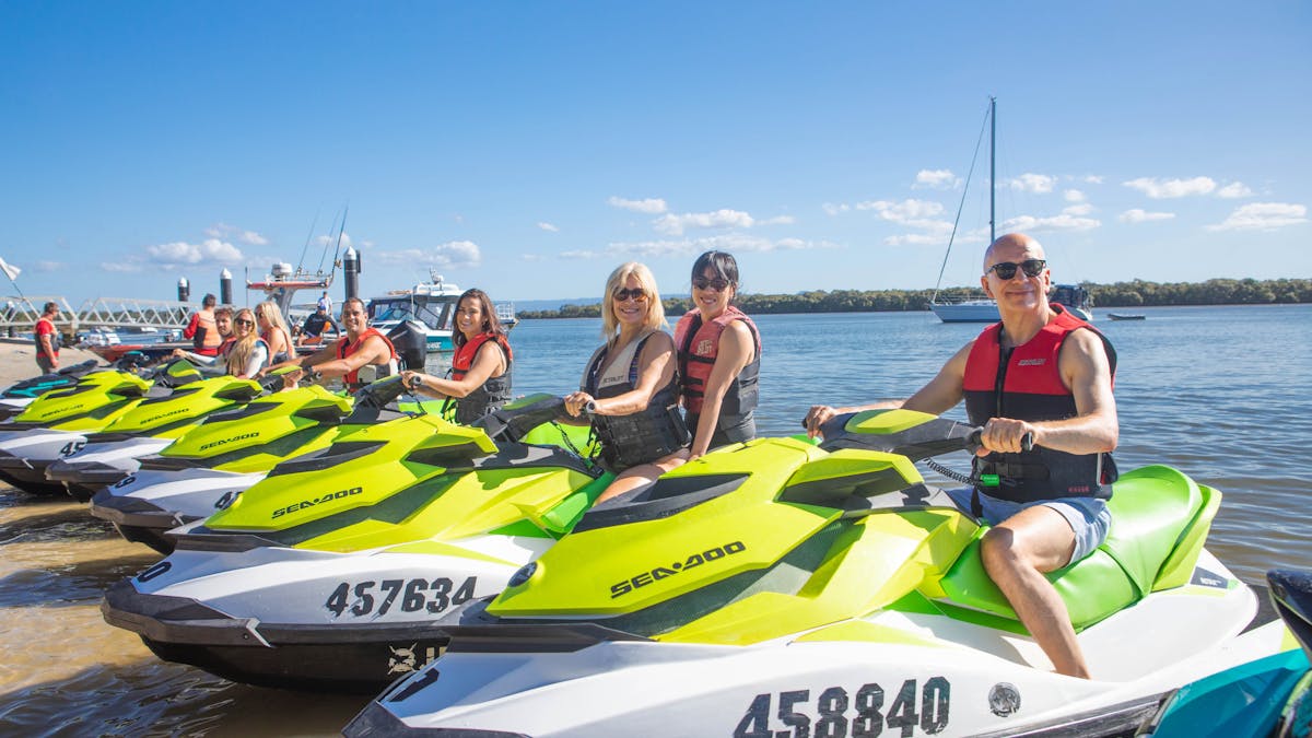 Group of people on jet skis