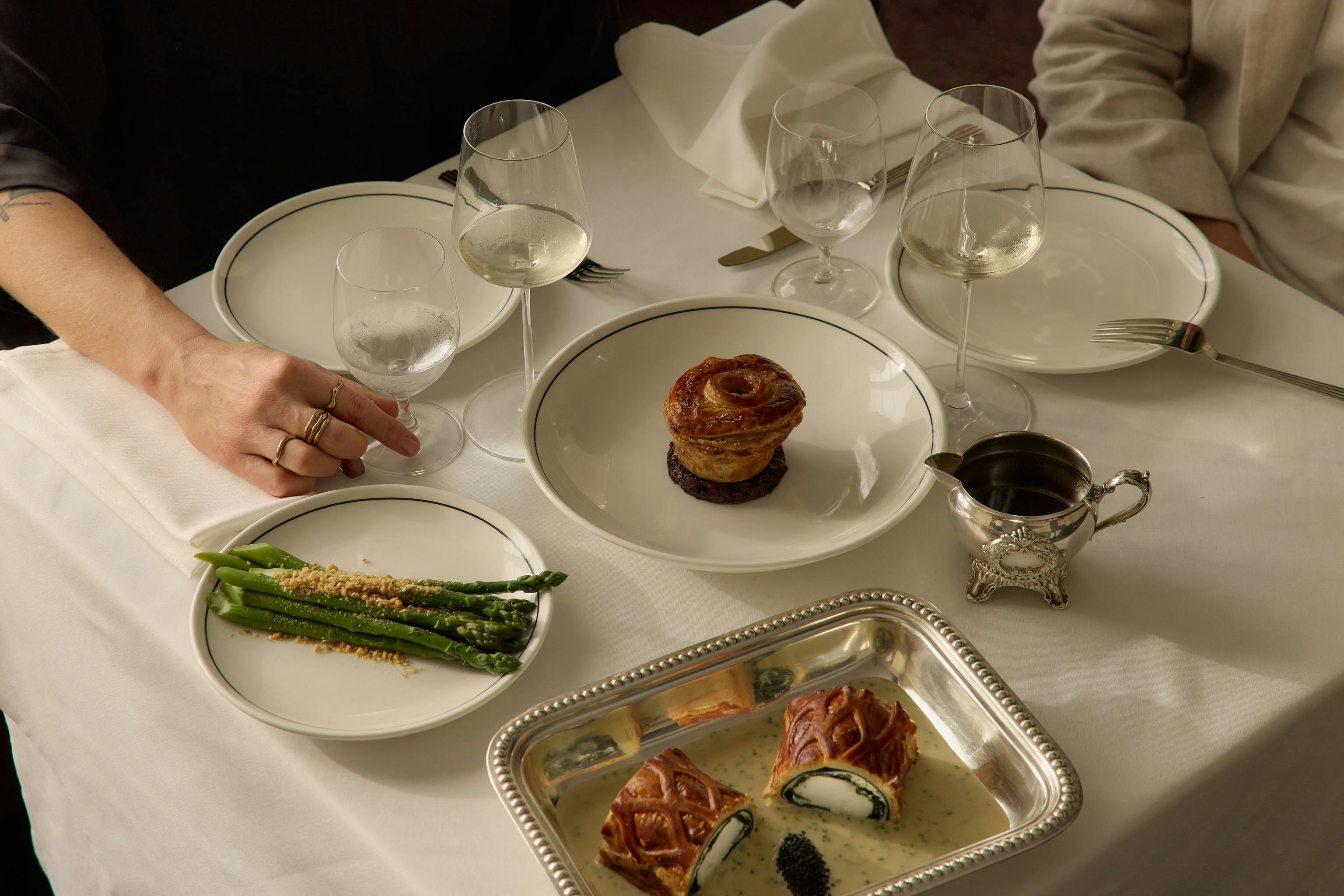 Marlowe Duck Pie, Trout Wellington and Asparagus