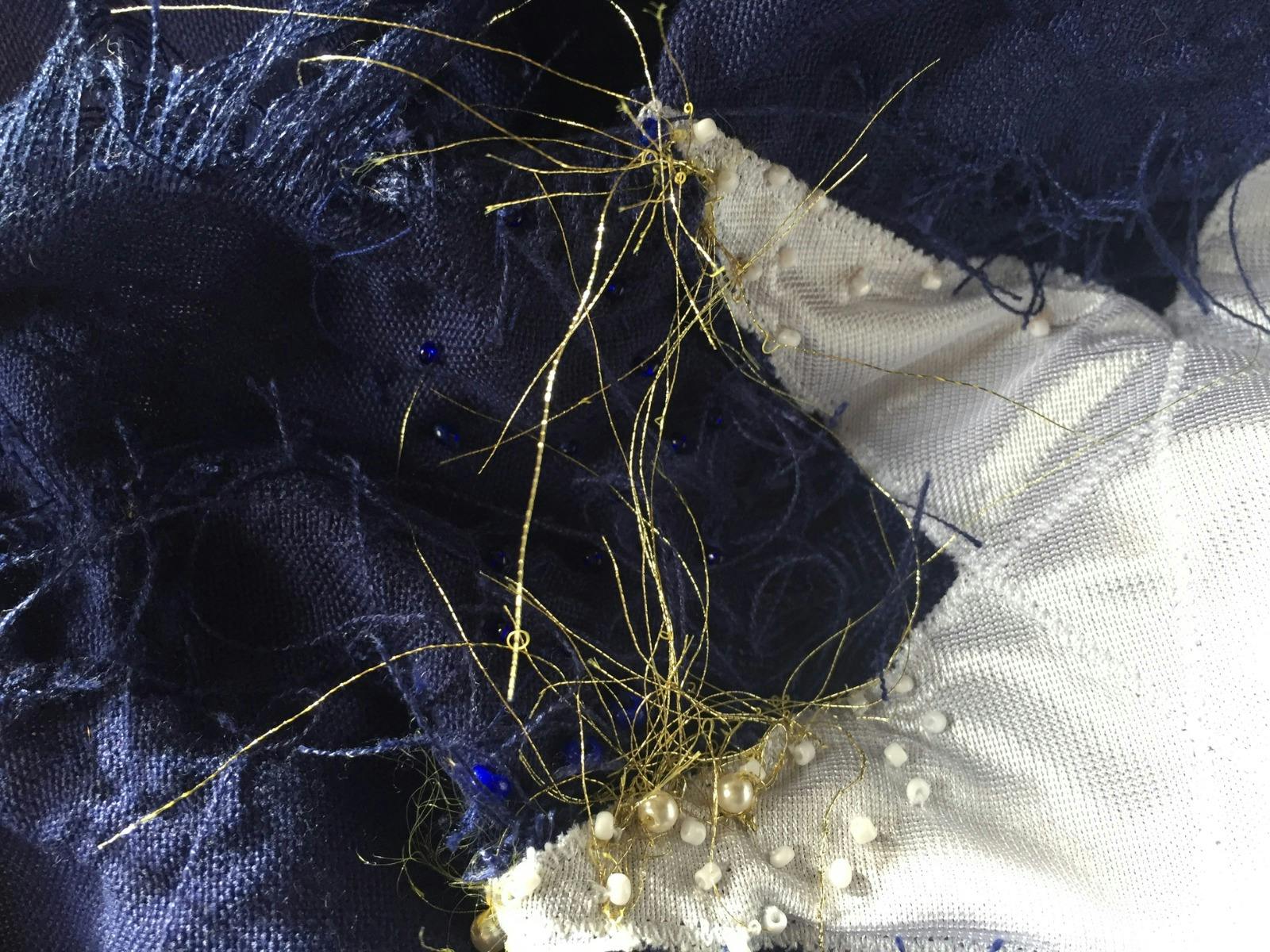 Lauren Simeoni, Girt (detail), 2017, flag, beads, thread, 160 x 100 cm