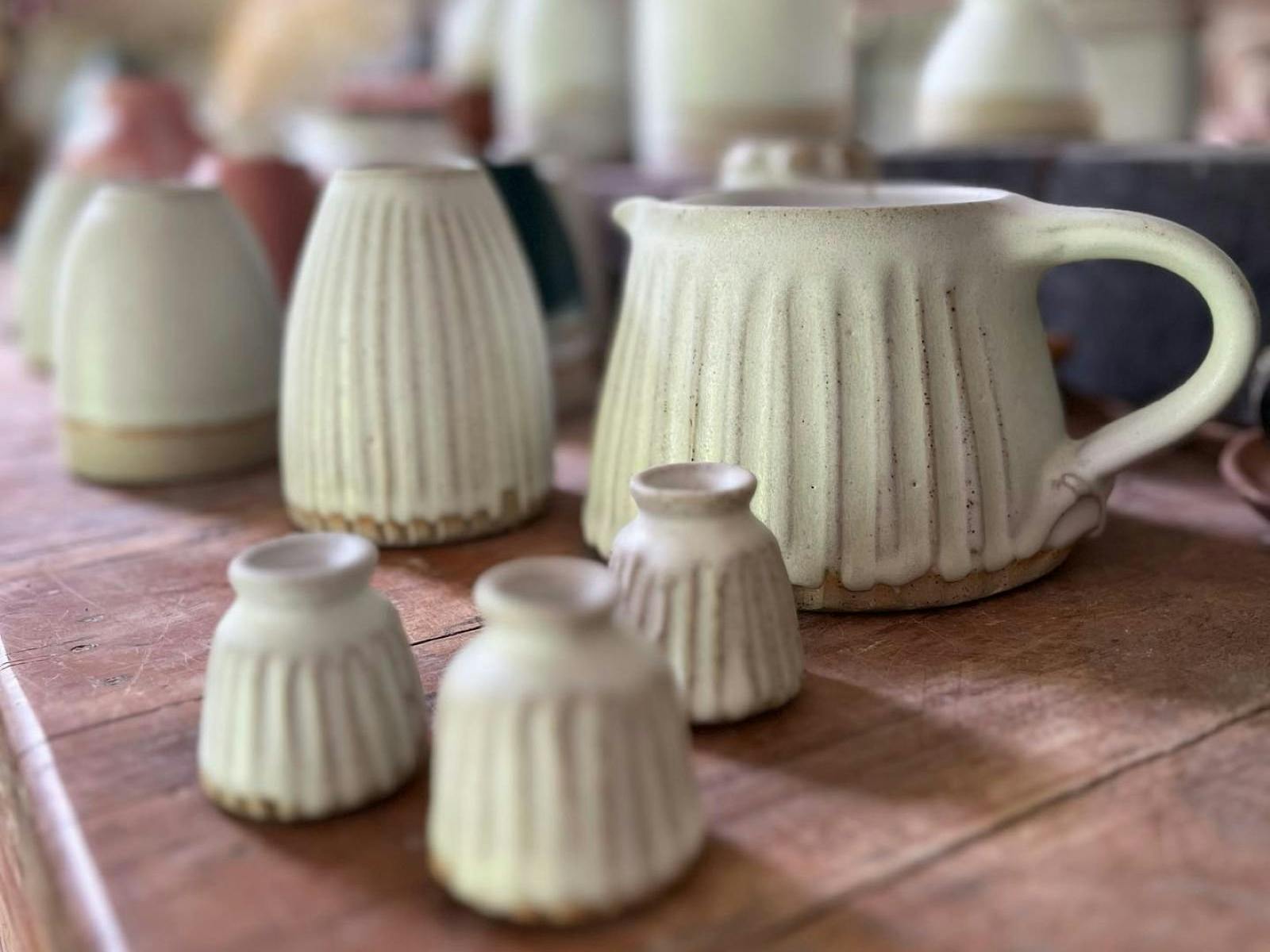 A table displaying ceramics