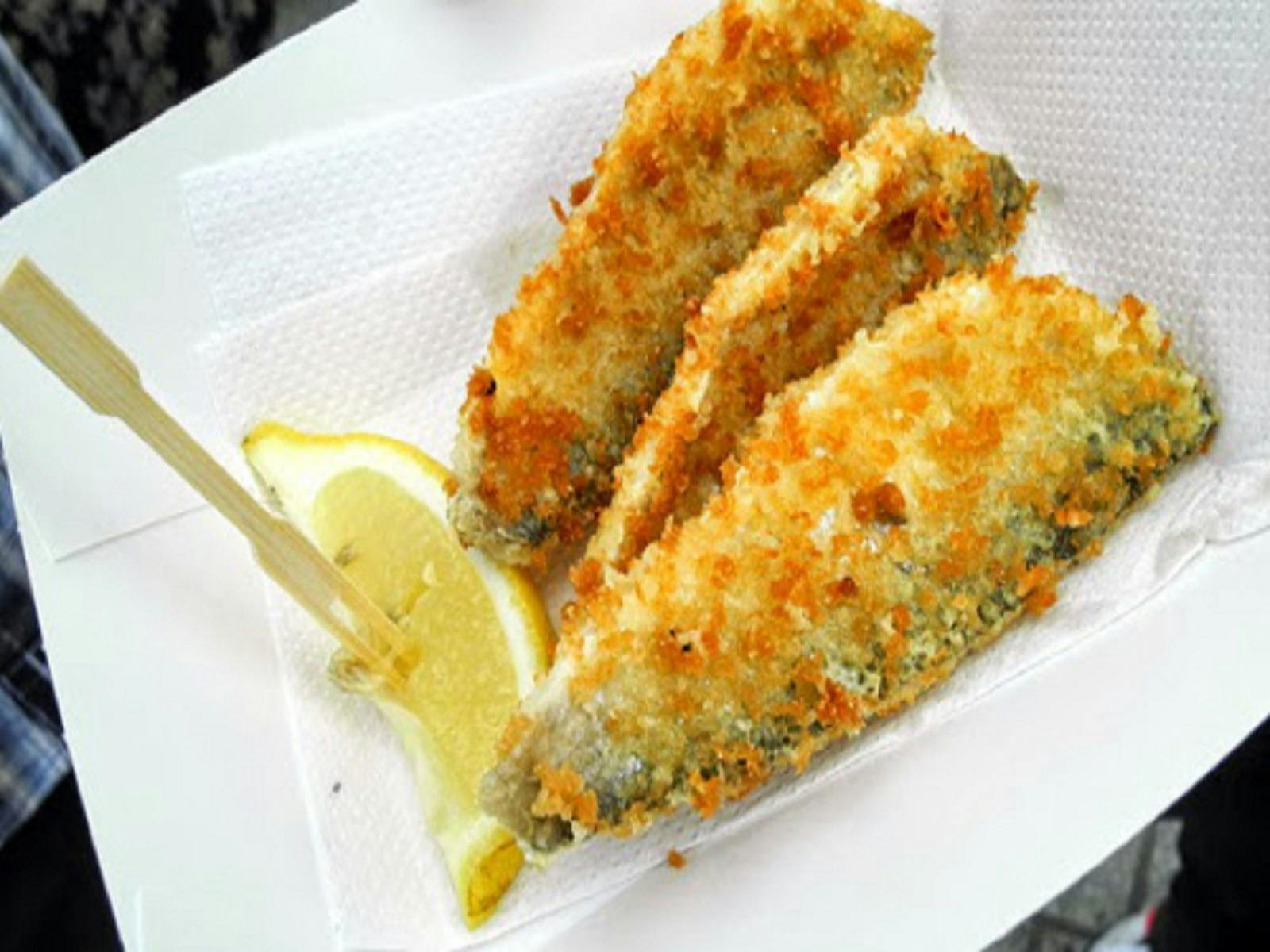 the delicious coorong mullet crumbed with parmesan cheese and panko breadcrumbs