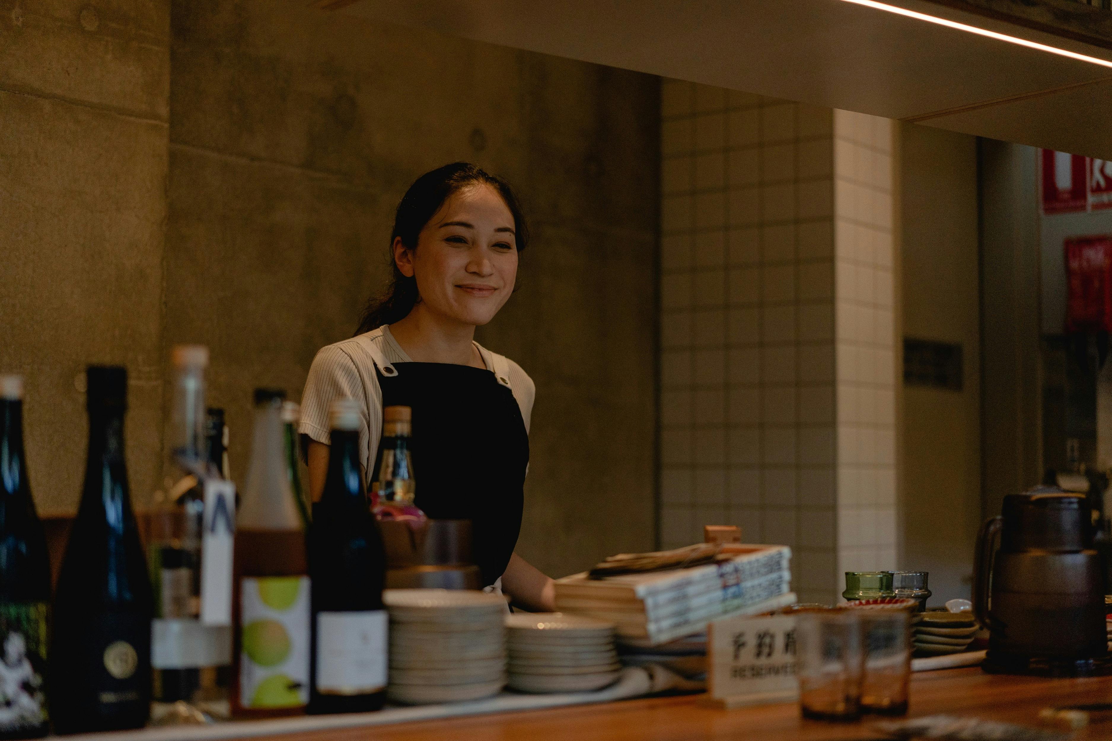 Smiling waiter at Amuro