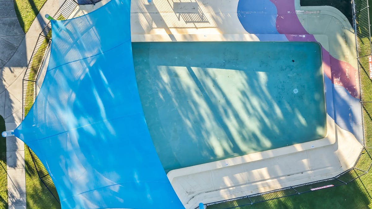 Aerial View of the Pool Area, with Sunshade