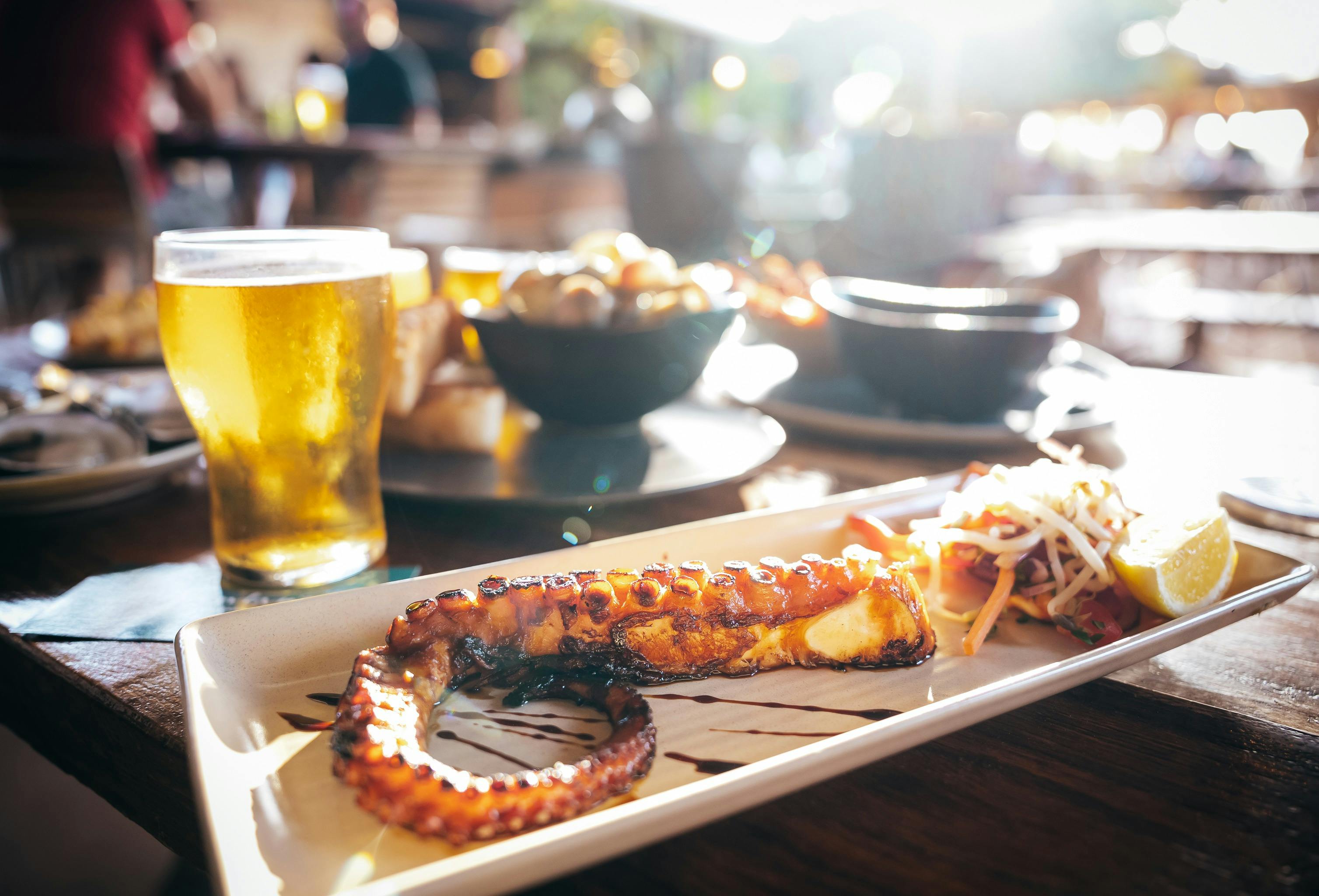 Local Abrolhos Octopus and Finlay's Craft Beer brewed on site