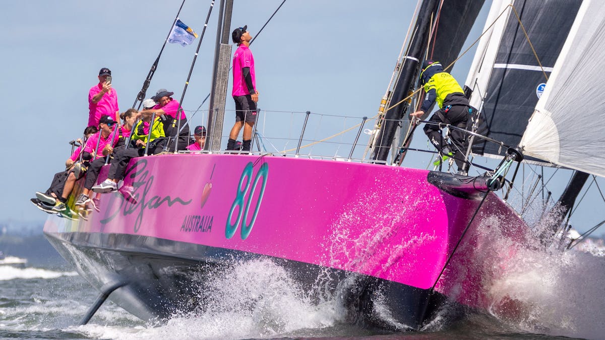 Ocean racing maxi yacht, Stefan Hair on the start line for the 74th Brisbane to Gladstone Yacht Race