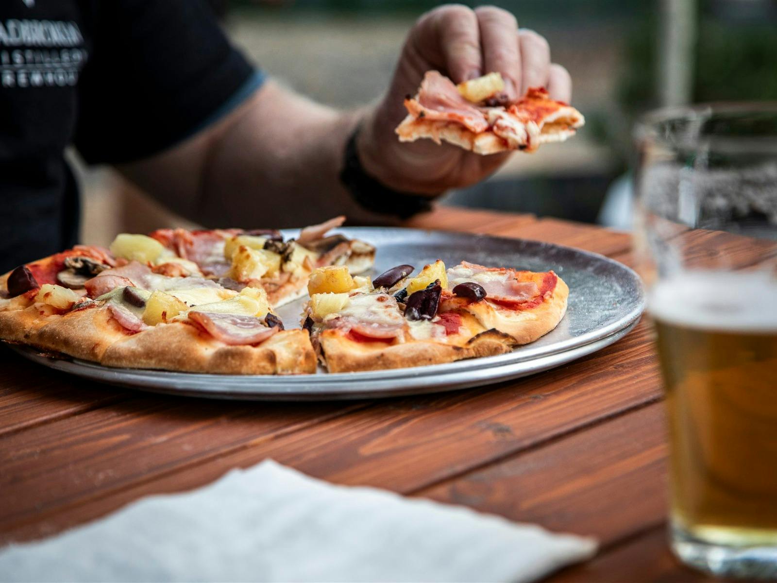 Enjoying stone baked pizza and the best food and dining in the snowy valleys at the Brewhouse.