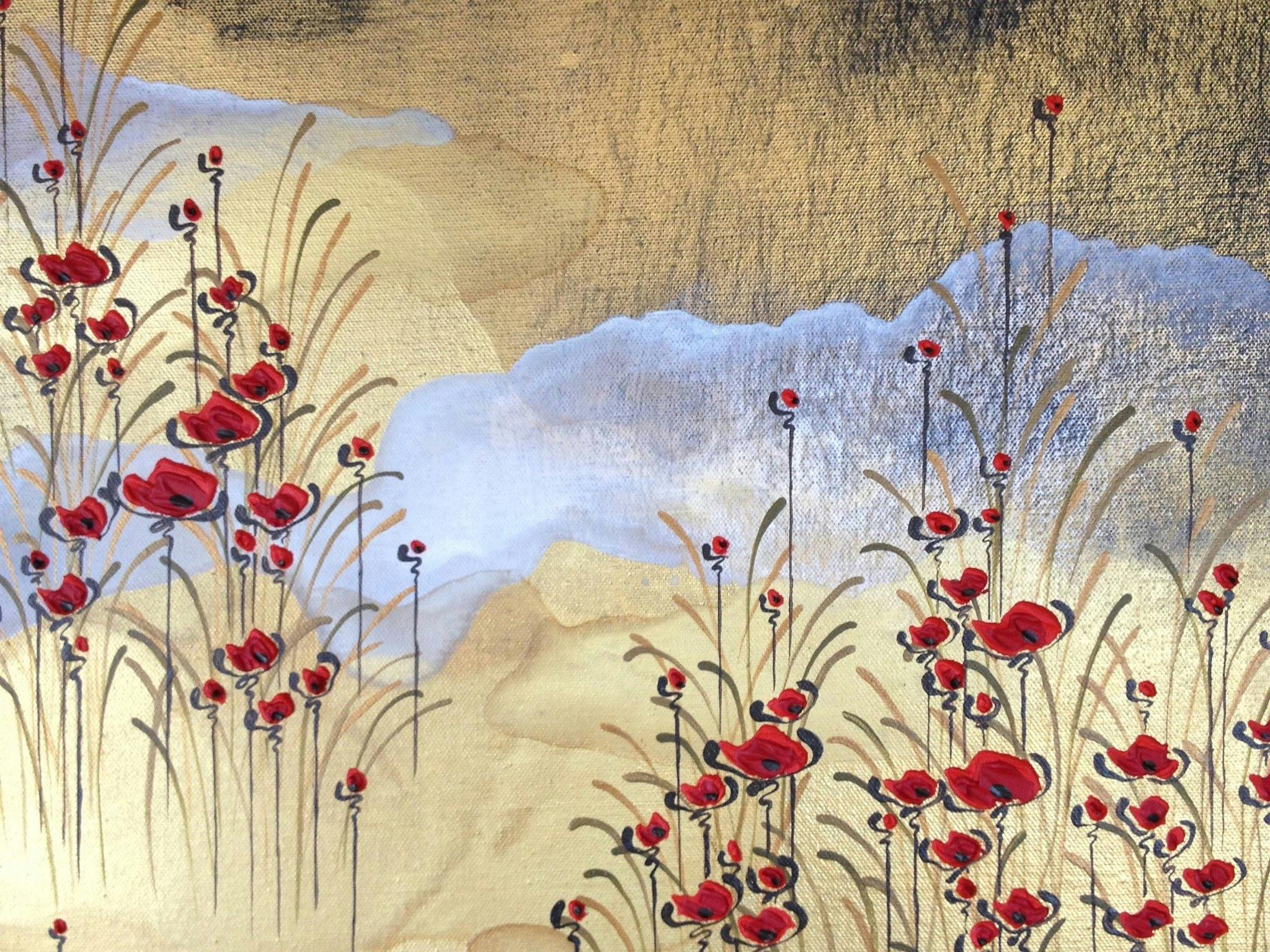 梅麗莎·巴伯 (Melissa Barber) 的 Lew Red Poppies and the Mist (細節)