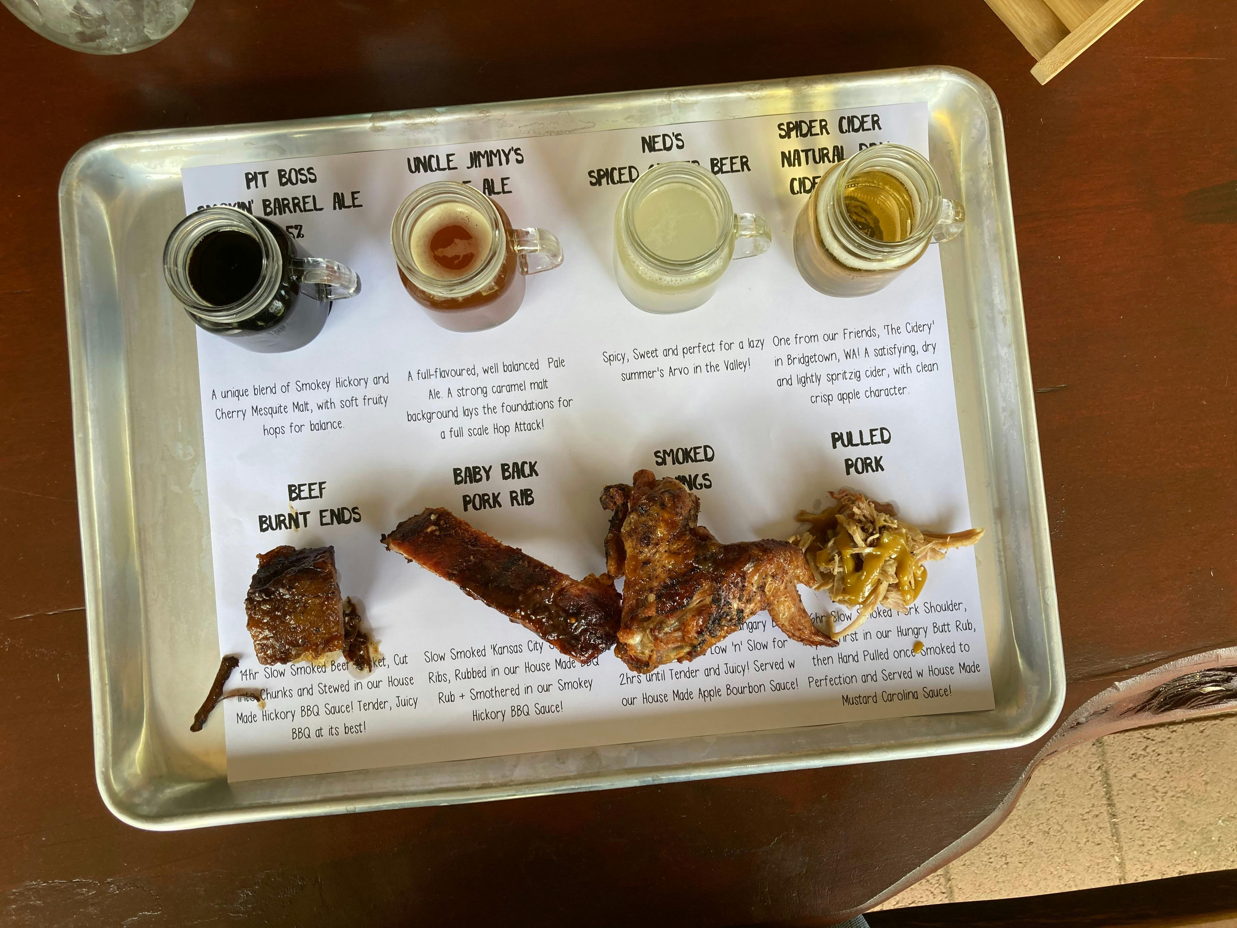 Delicious tasting plate paired with beers and cider at the Burnt Barrel