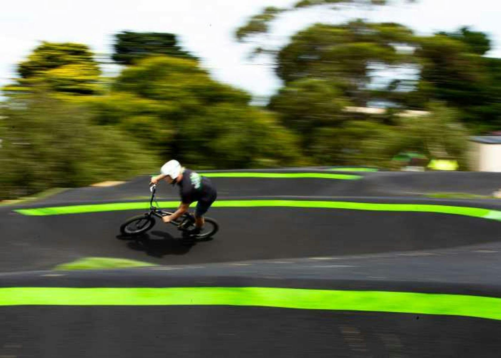Rider at pump track