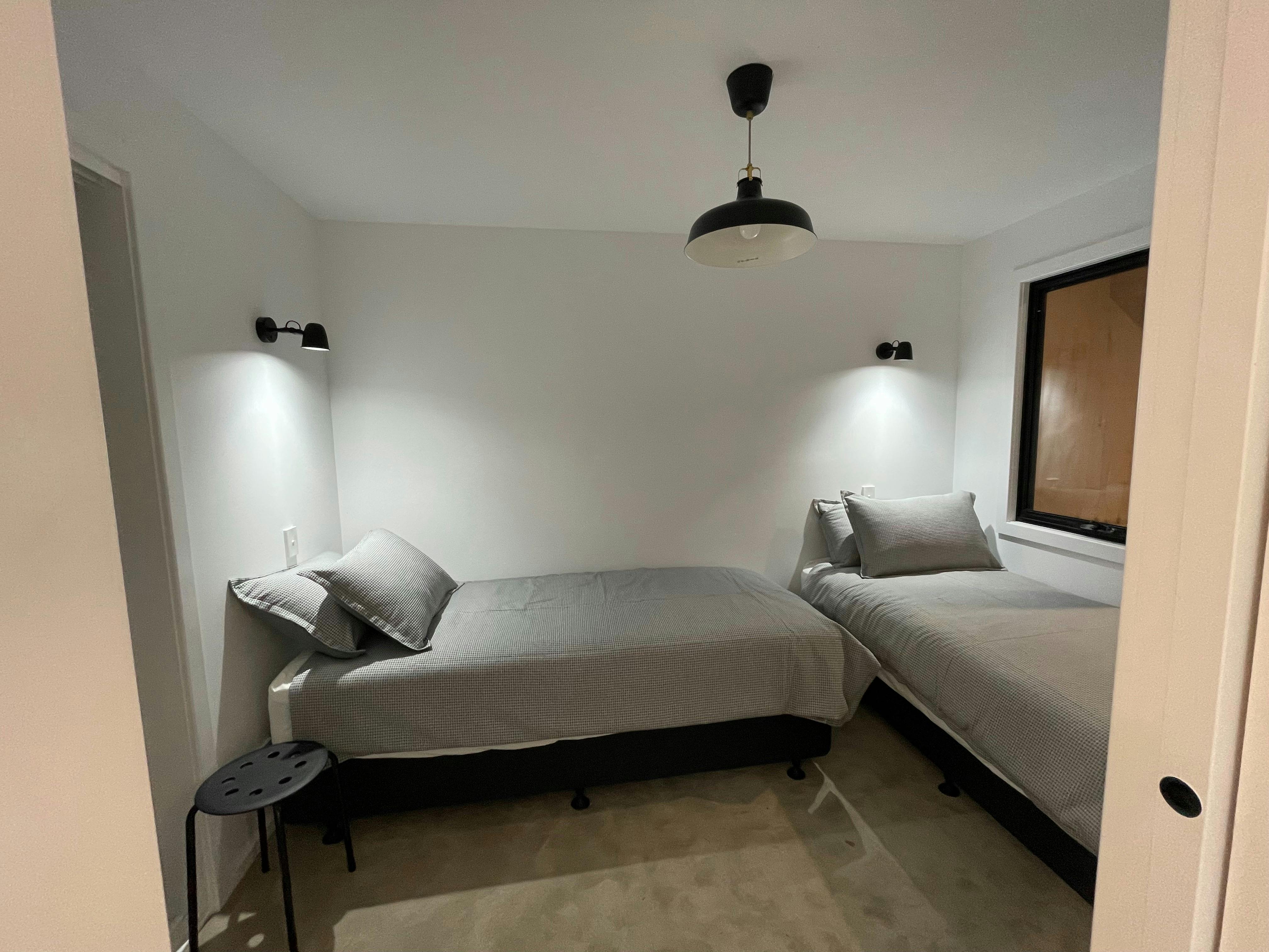 2  long single beds & wardrobe