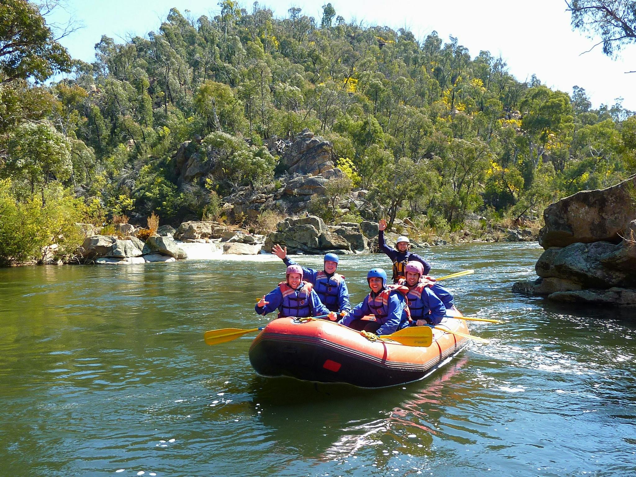 Guides and clients enjoying the river