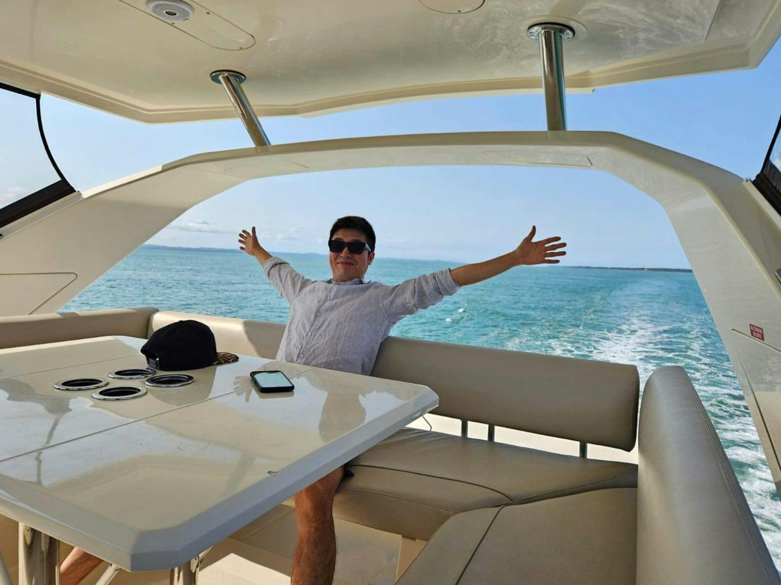 Photo from back of raised flybridge