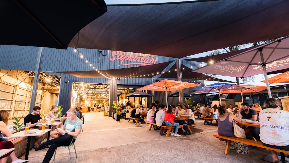 Venue entrance & beer garden Slipstream Brewing