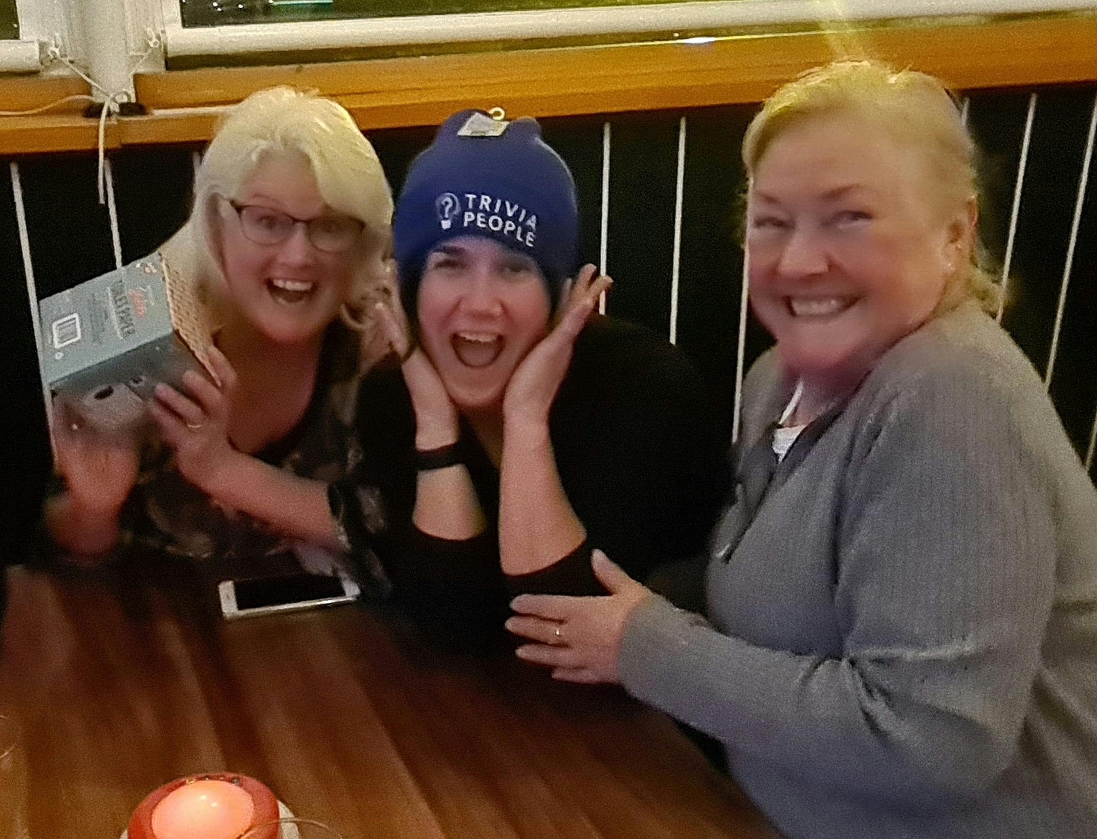 Trivia Team excited to win a prize