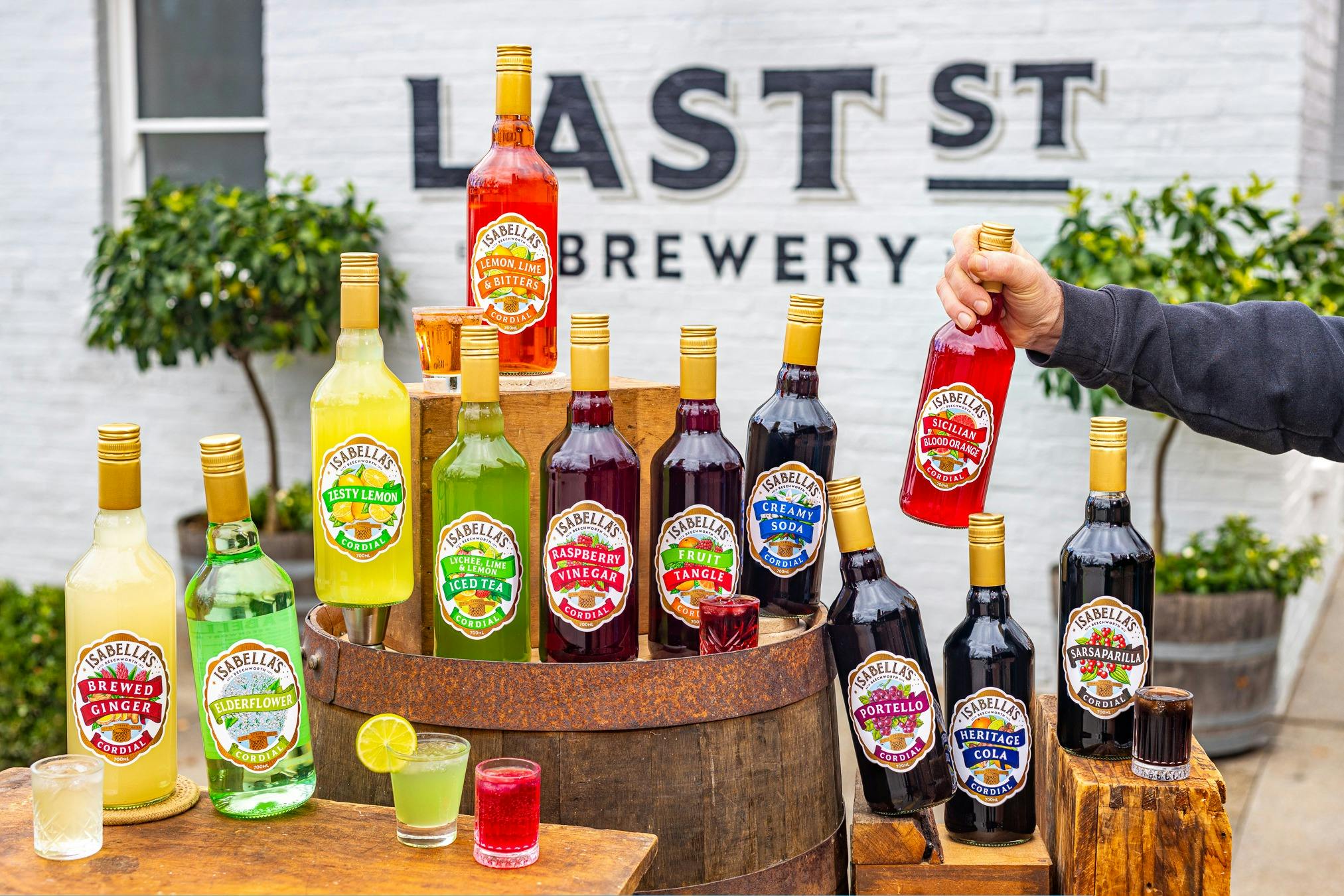 different bottles of cordial at Last St Brewery