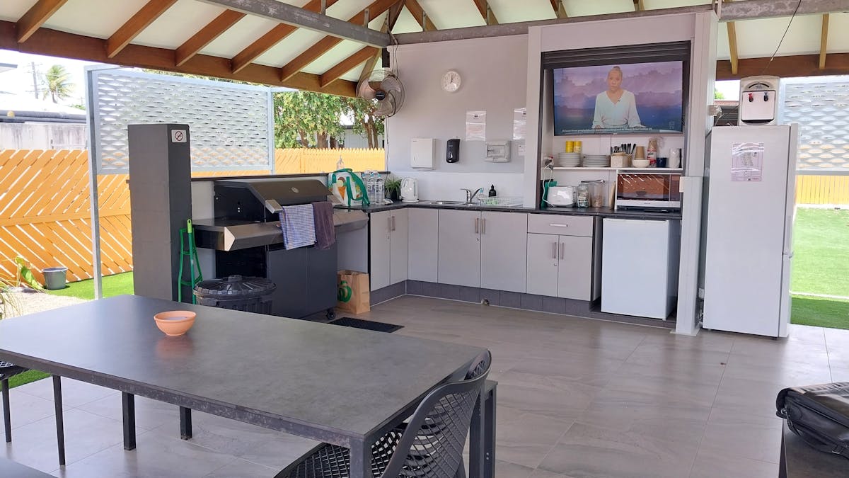 A delightful under-cover BBQ area is where you can enjoy the company of other guests