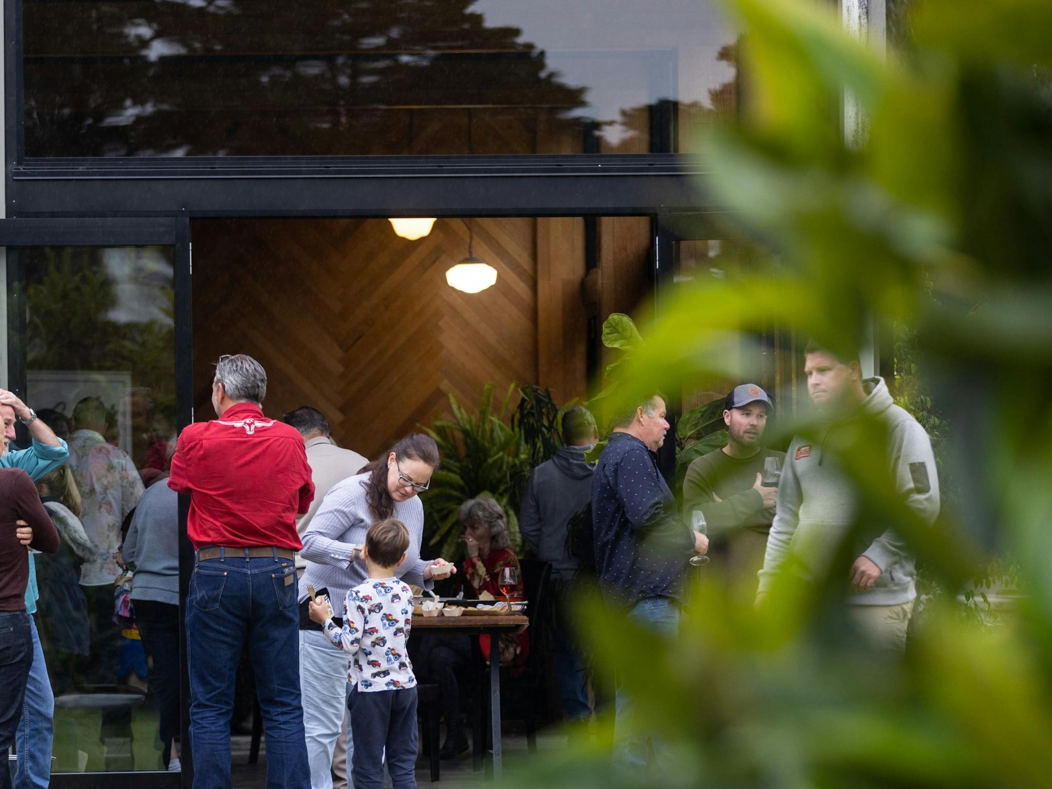 Guests outside Cellat Door at Geddes Wines