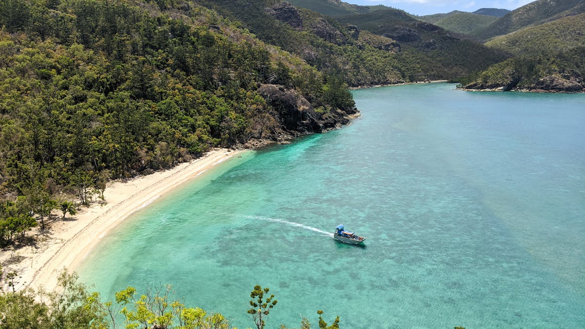 View over Crayfish Beach situated in Mackerel Bay on Hook Island