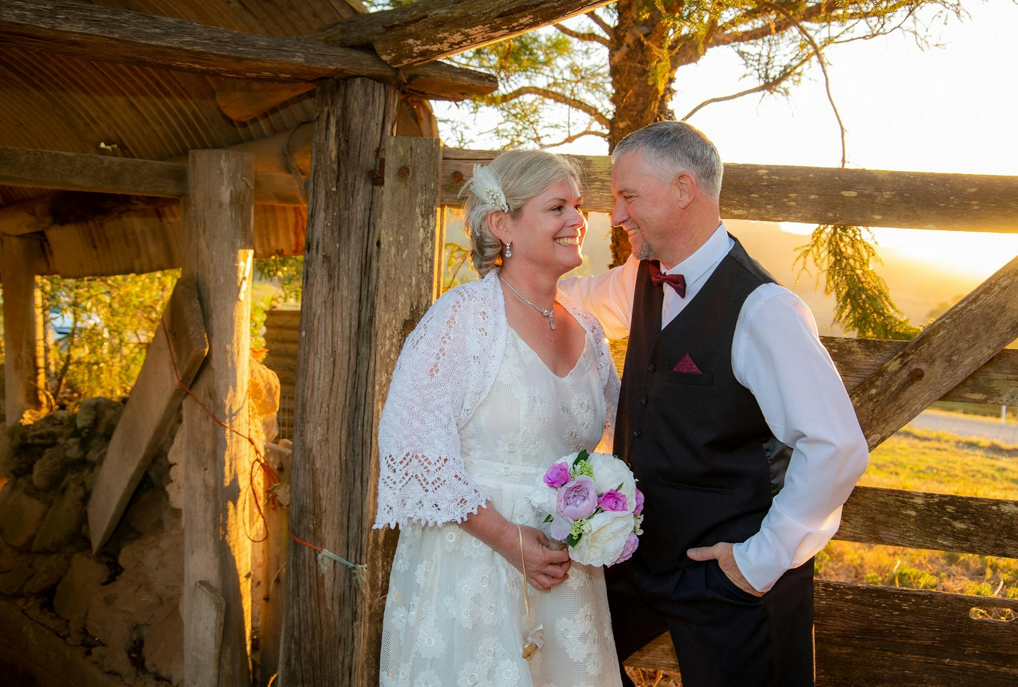 Wedding couple rural Sunshine Coast