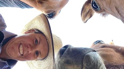 selfie of property owner and horses