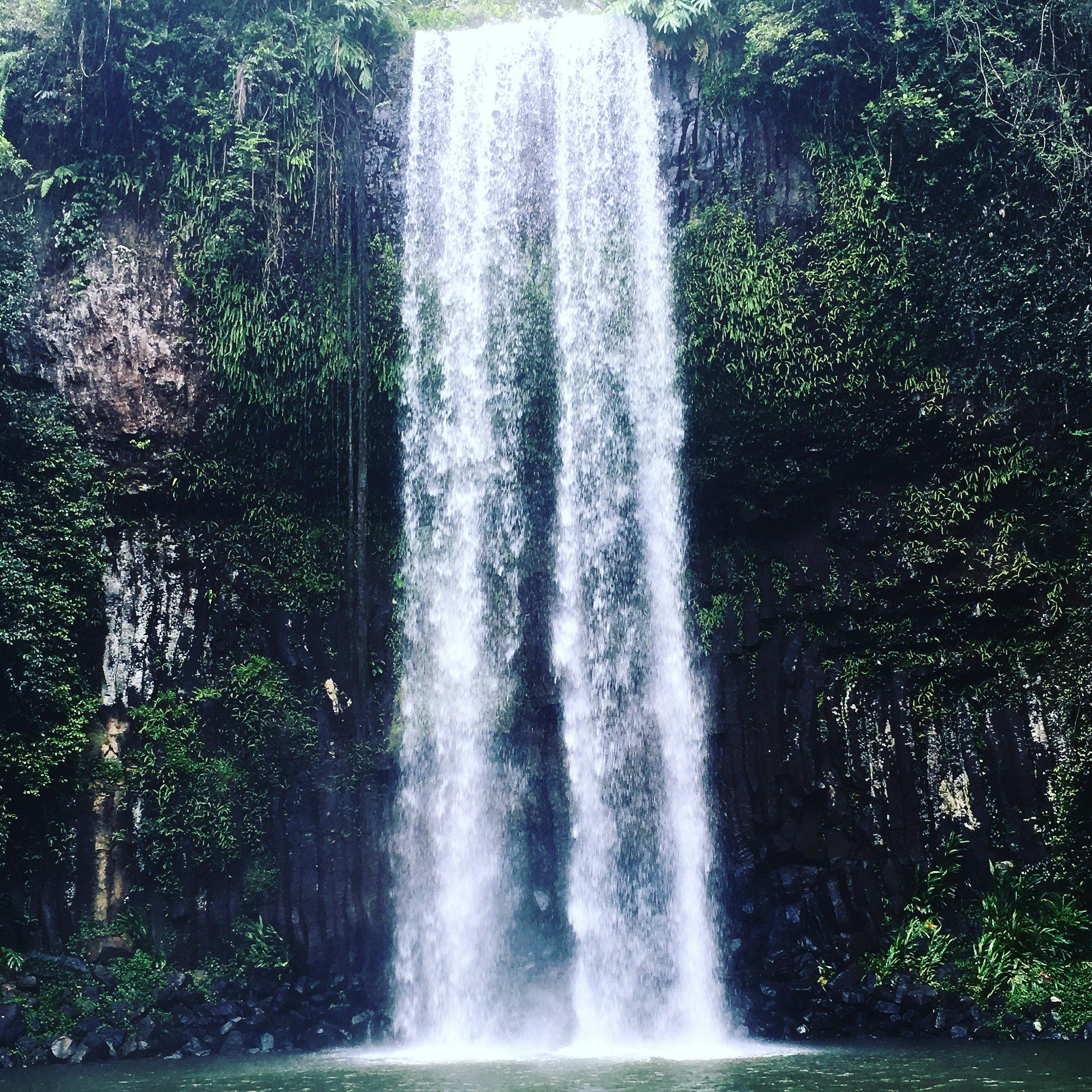 Swim under this spectacular waterfall